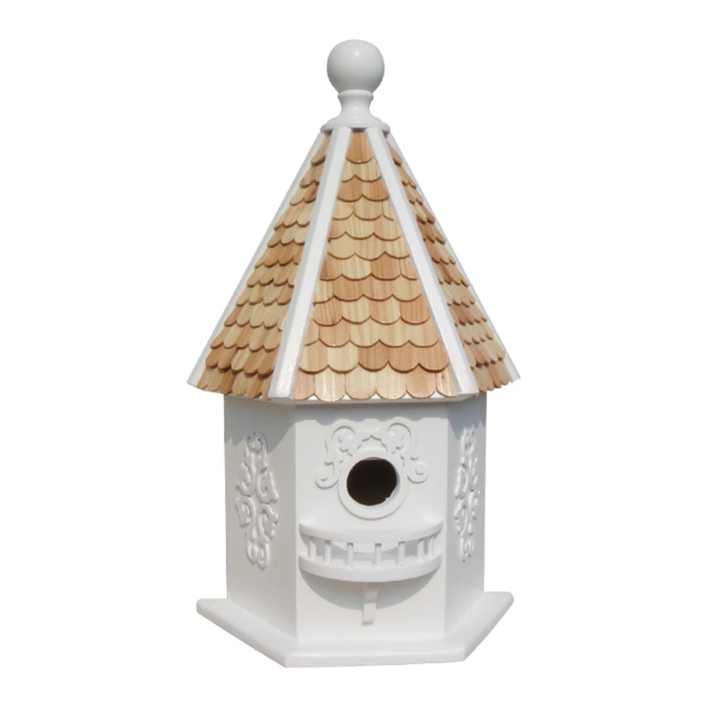 CC Home Furnishings 16&#x22; White and Brown Fairytale Inspired Outdoor Garden Birdhouse