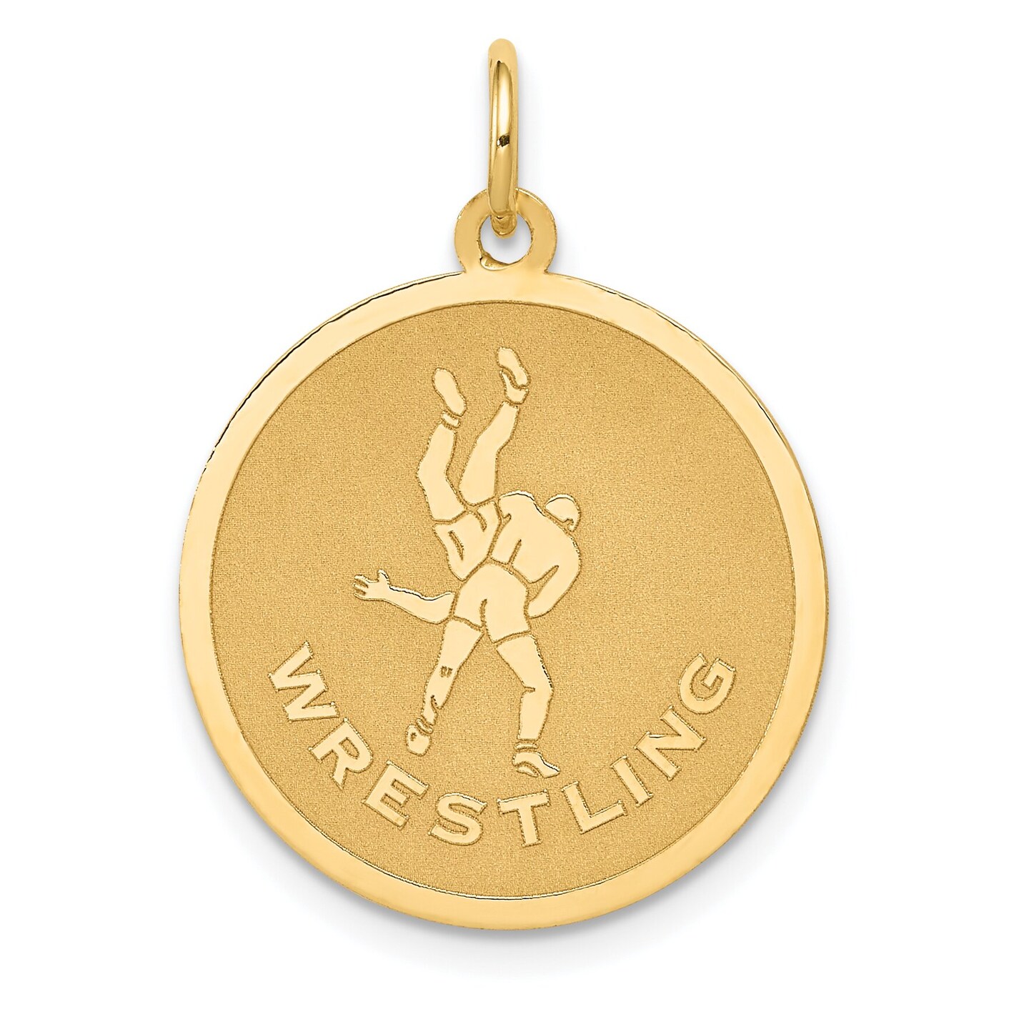 14K Yellow Gold Wrestling Charm Sports Jewelry Pendant 25mm x 20mm