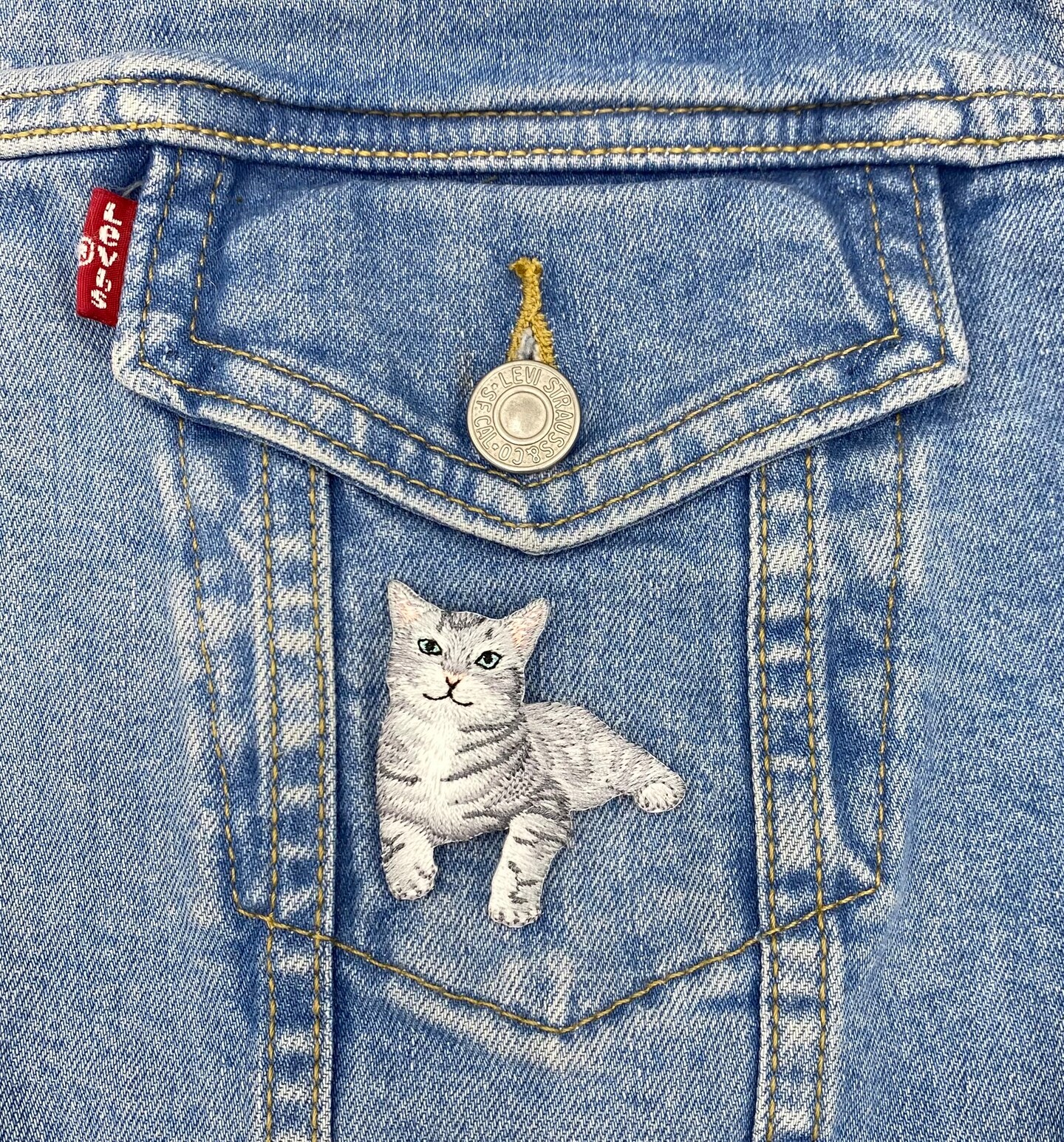 Gray Tabby Cat, Kitten, Realistic Pets, Embroidered, Iron on Patch