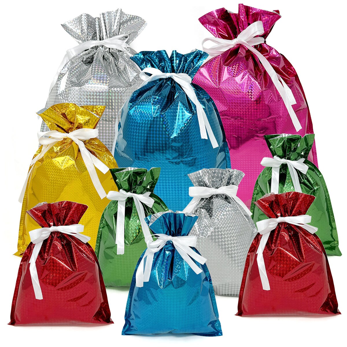 Sparkle and Bash 24 Pack Metallic Gold Gift Bags with Handles for Birthday Party Favors, Small Business Supplies, Easter, Baby Shower, 10 x 8 x 4.25