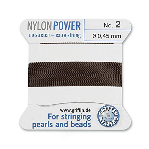 Griffin Silk Beading Cord & Needle Size 2 Brown, Women's, White