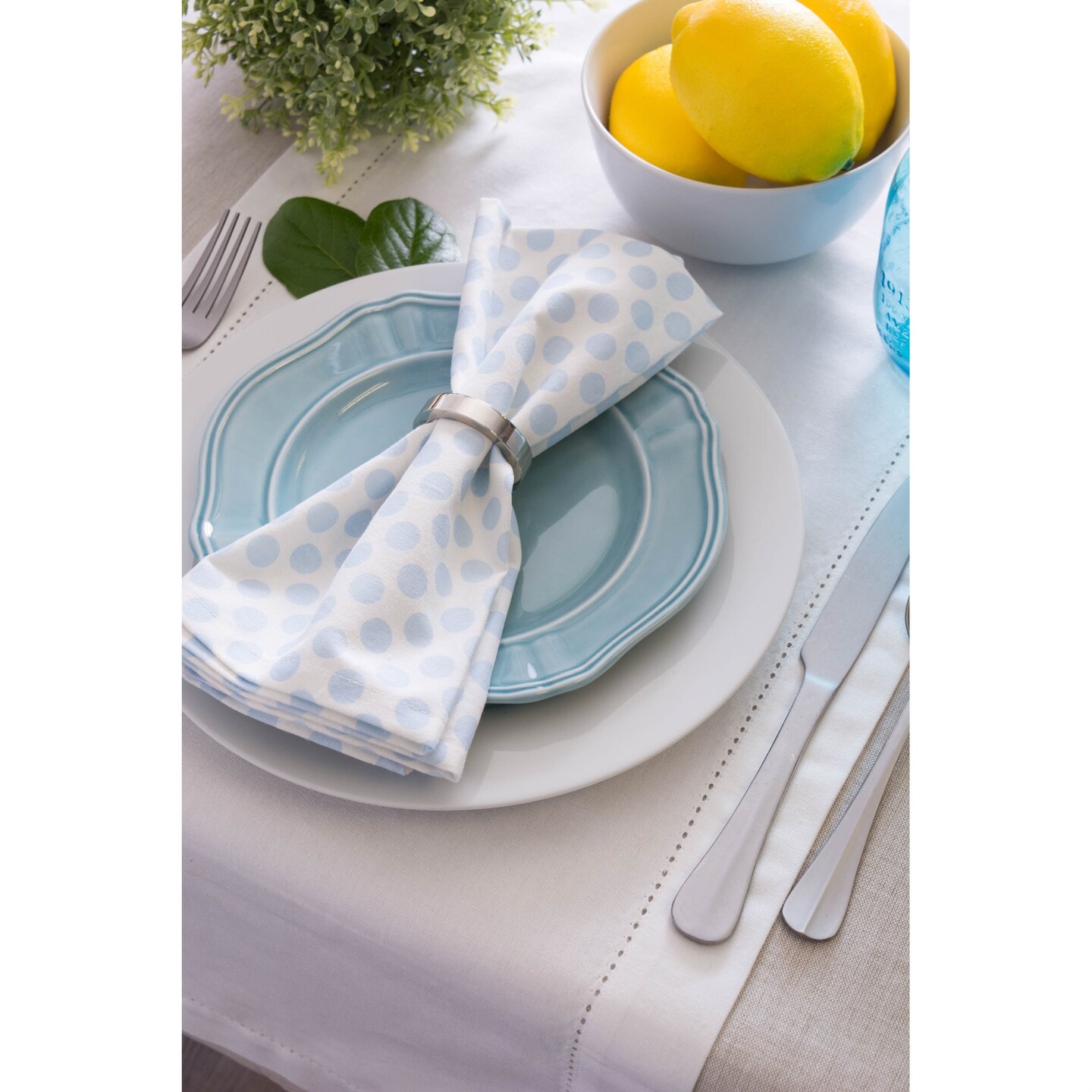 DII Natural Solid Chambray Tablecloth 70 Round