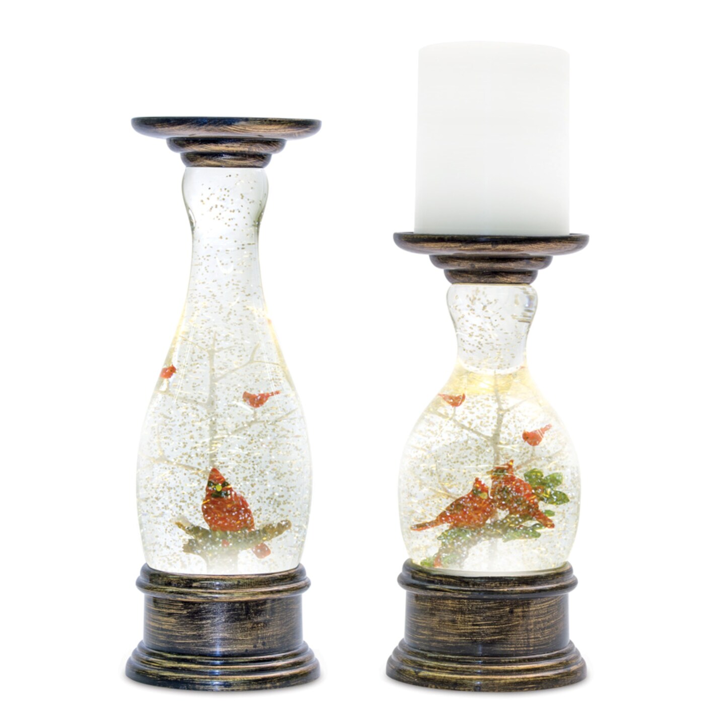 Melrose LED Lighted Snow Globe Candle Holders - 11&#x22; - Set of 2