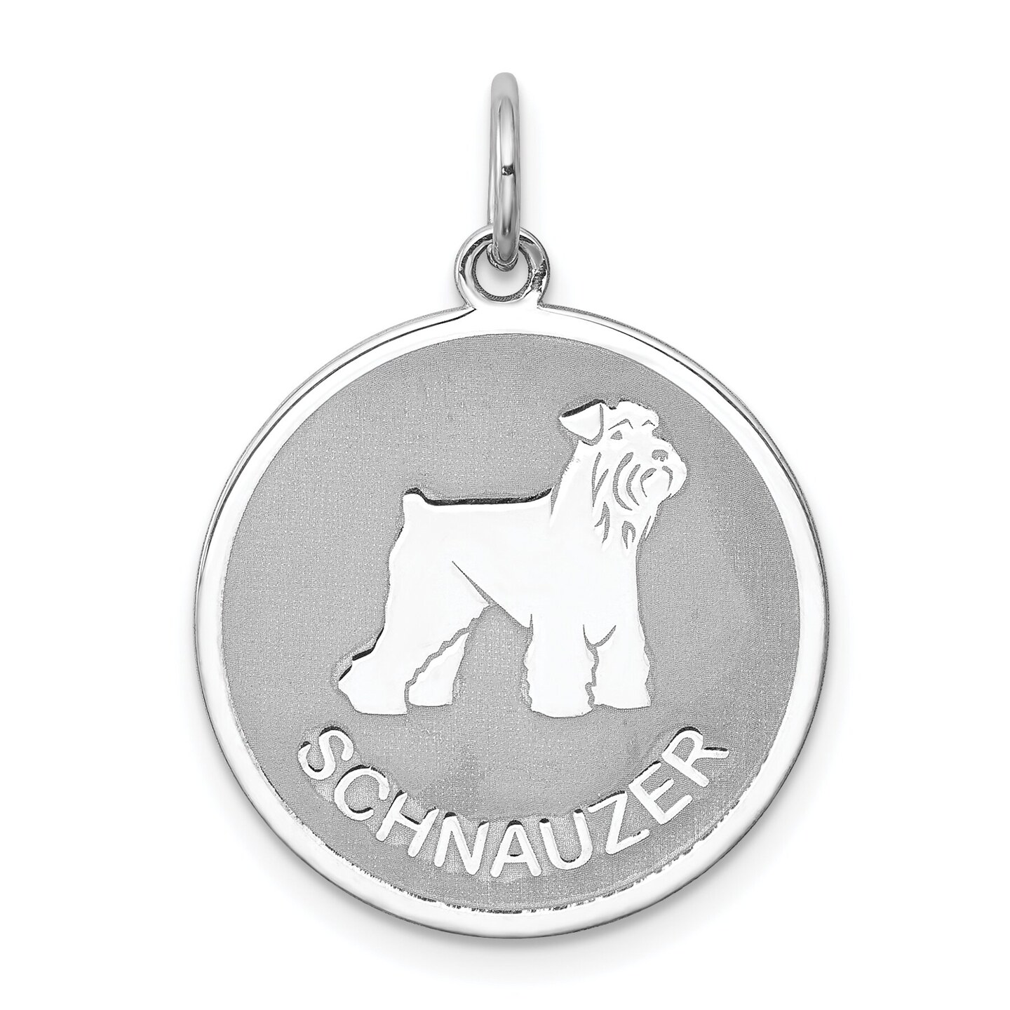 Sterling Silver Schnauzer Disc Charm Pendant Jewelry 26mm x 19mm