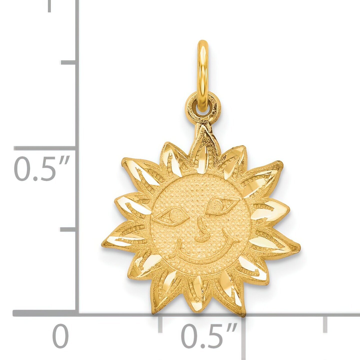 10K Yellow Gold Smiling Sun Charm Jewelry FindingKing 20 X 18mm 