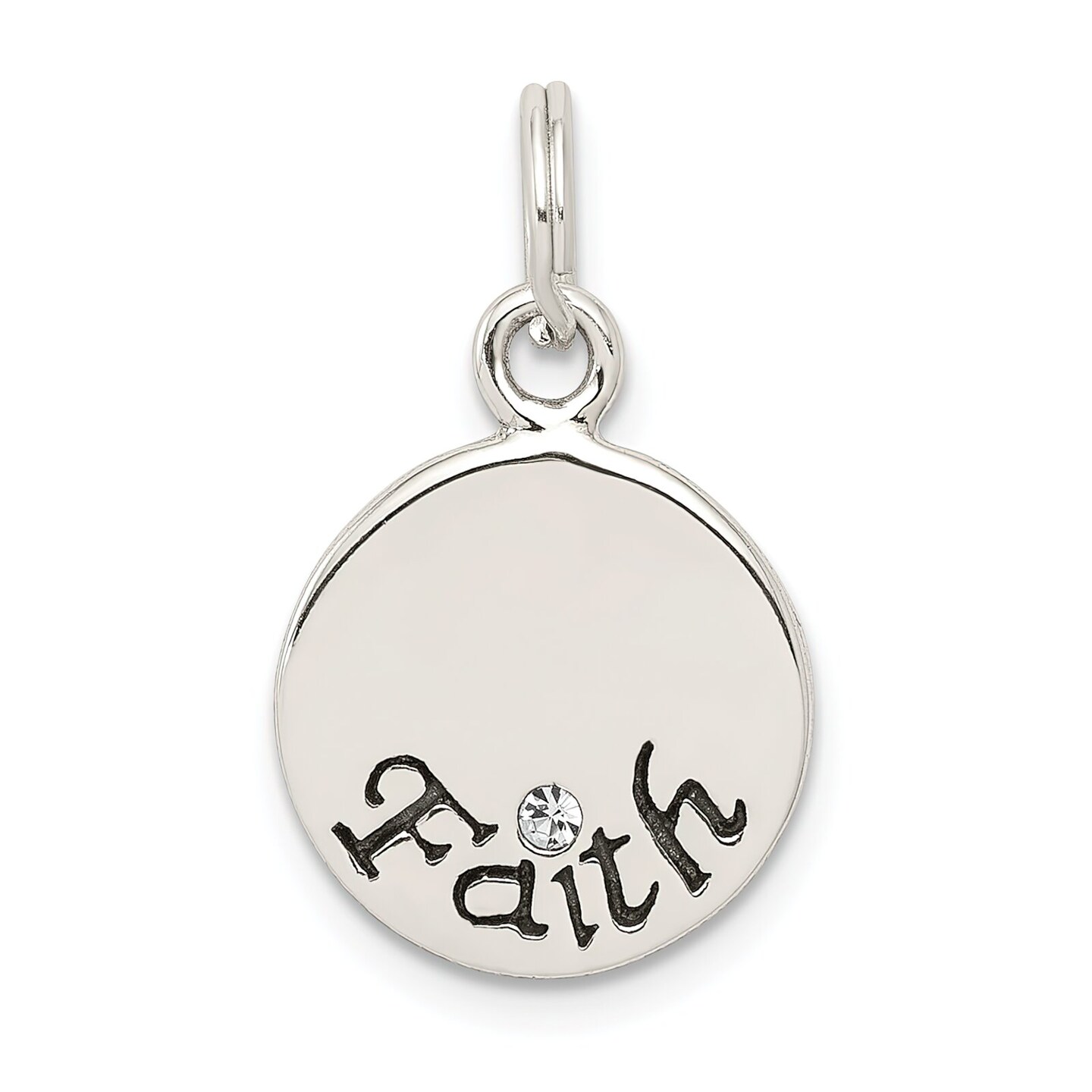 Sterling Silver  Crystal Faith Charm Jewerly 17mm x 13mm