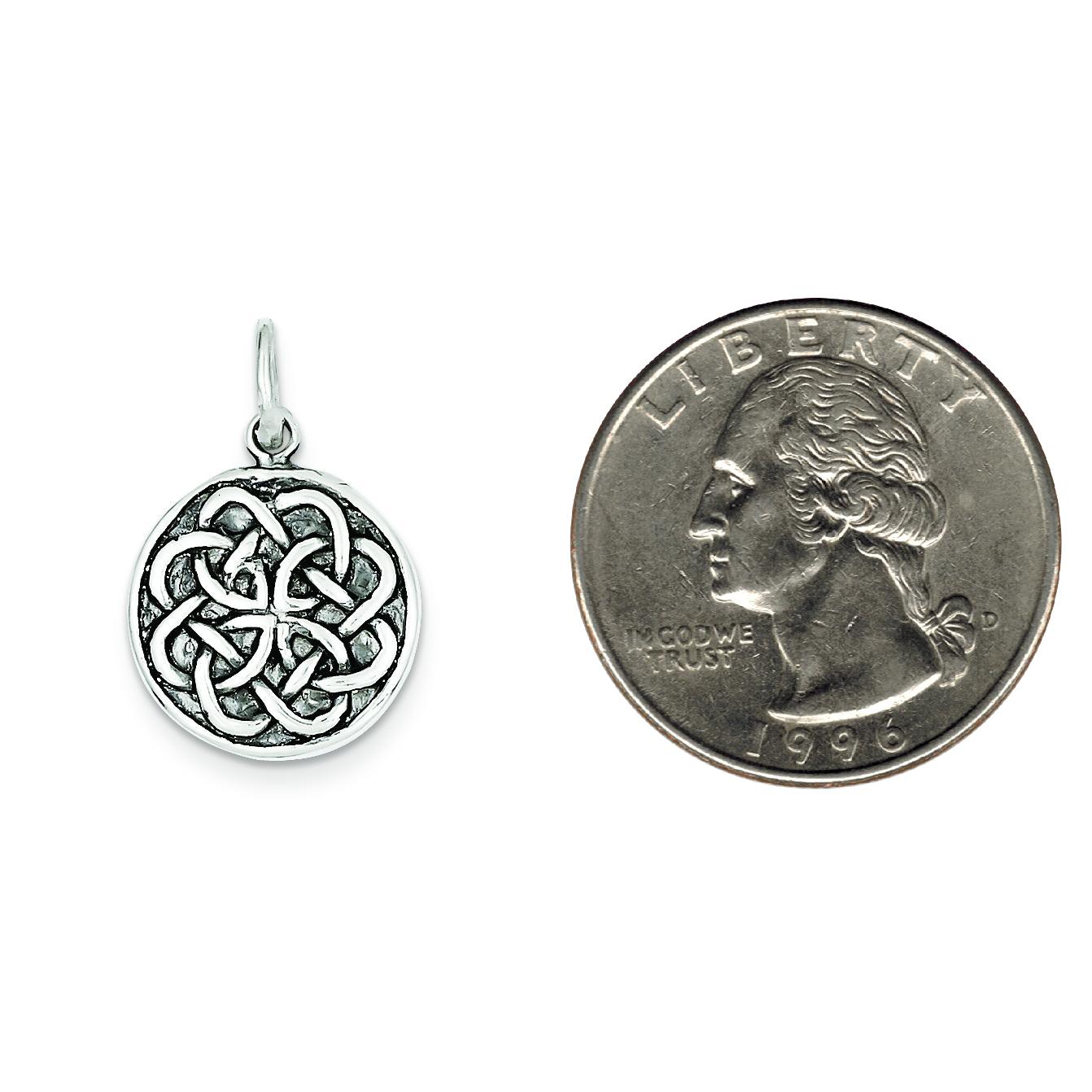Sterling Silver Antiqued Celtic Knot Charm Pendant Jewerly 25mm x 16mm