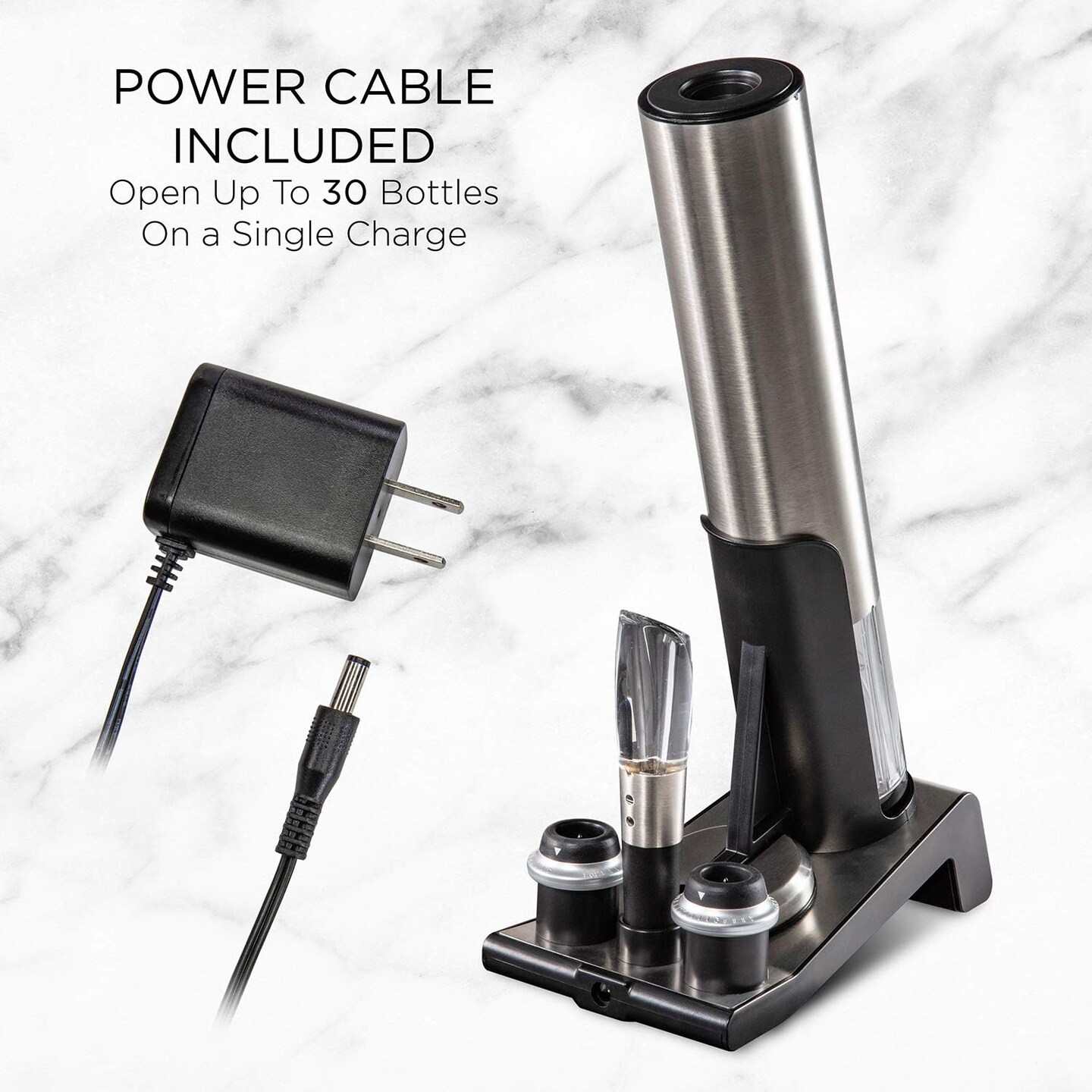 Ivation Electric Wine Opener, 7-Piece Wine Gift Set, Electric Bottle Opener, Wine Aerator Pourer