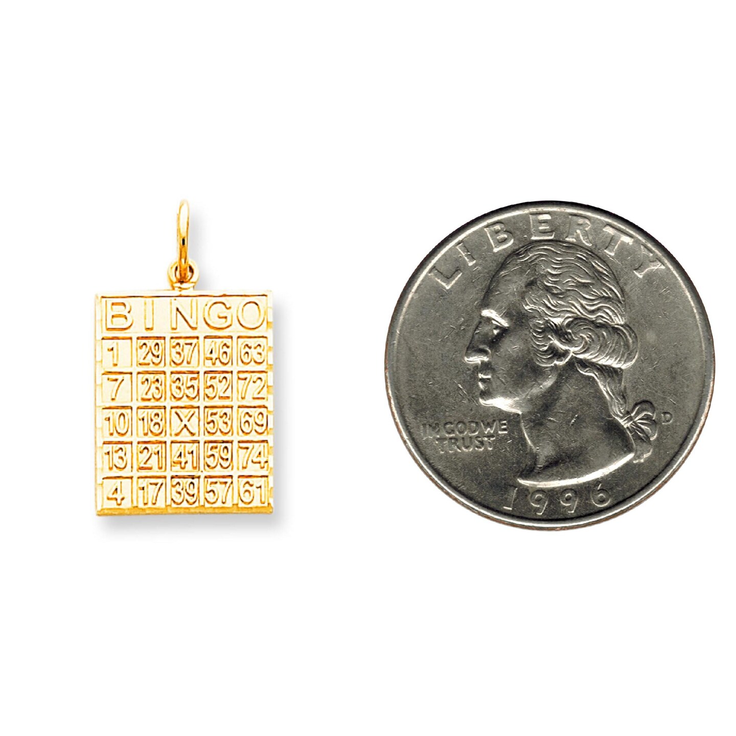 10K Yellow Gold Bingo Card Charm Polished Jewelry New 25 X 15mm