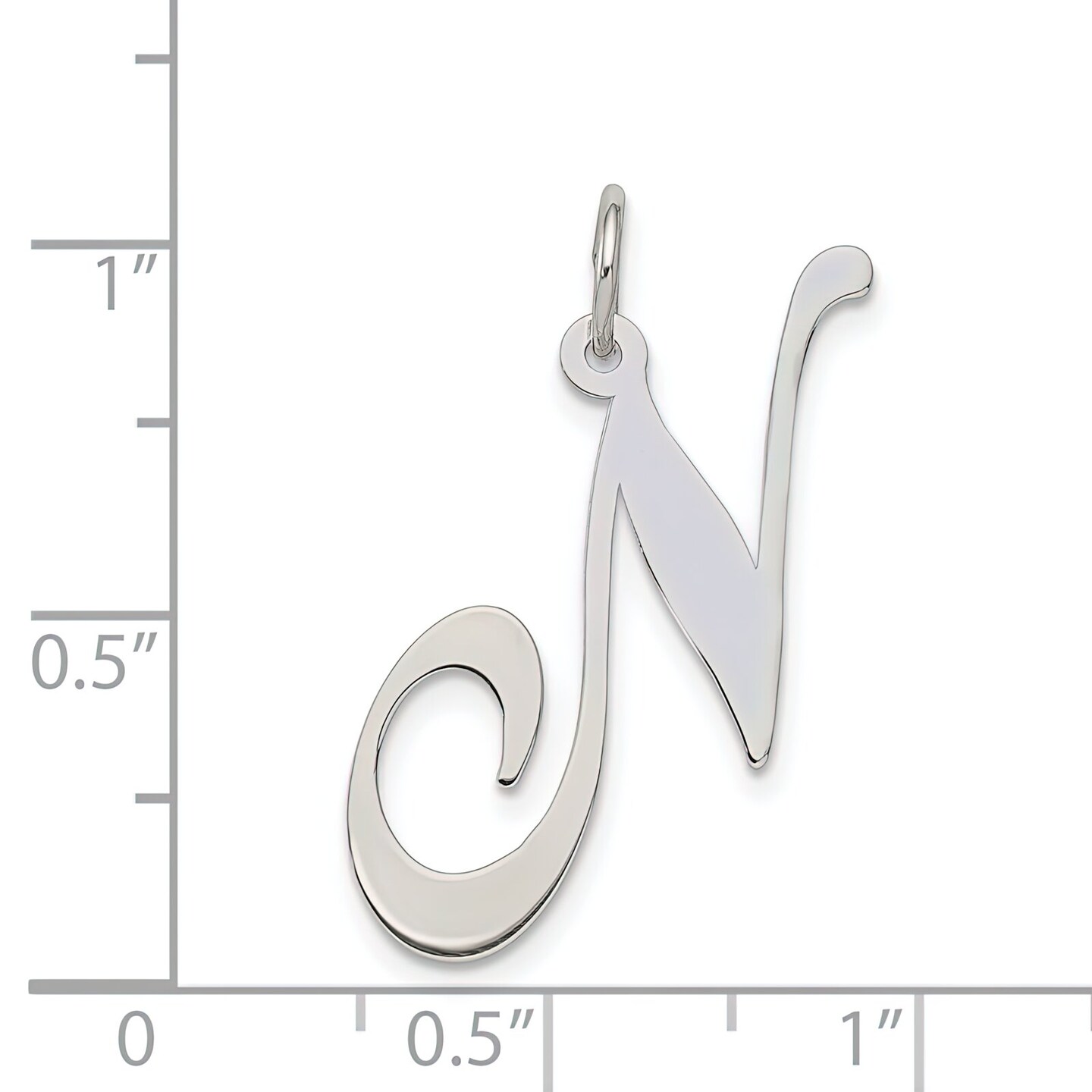 Sterling Silver Large Script Initial Letter N Charm Jewerly 21mm x 17mm