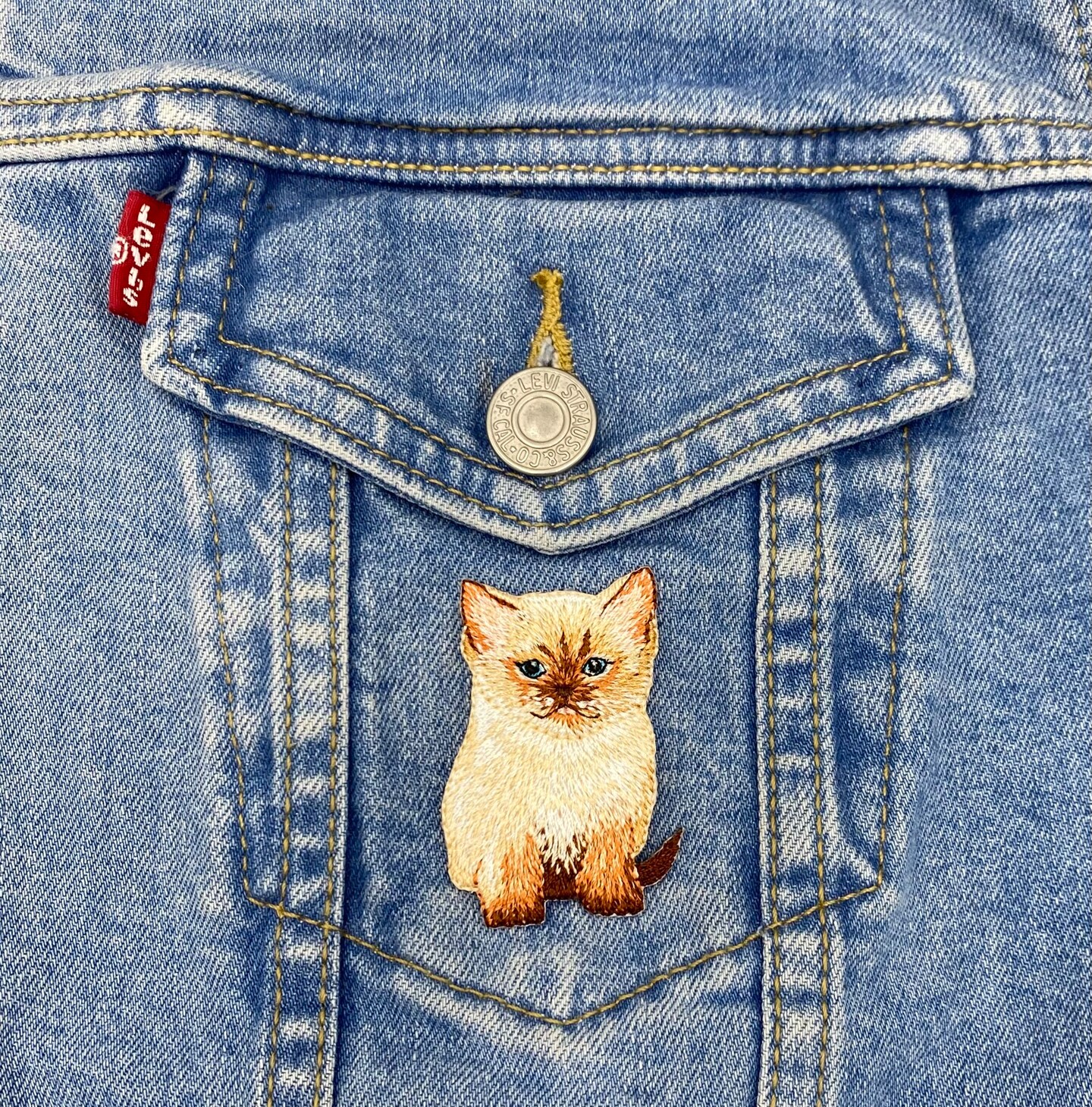 Siamese Cat, Kitten, Realistic Pets, Embroidered, Iron on Patch