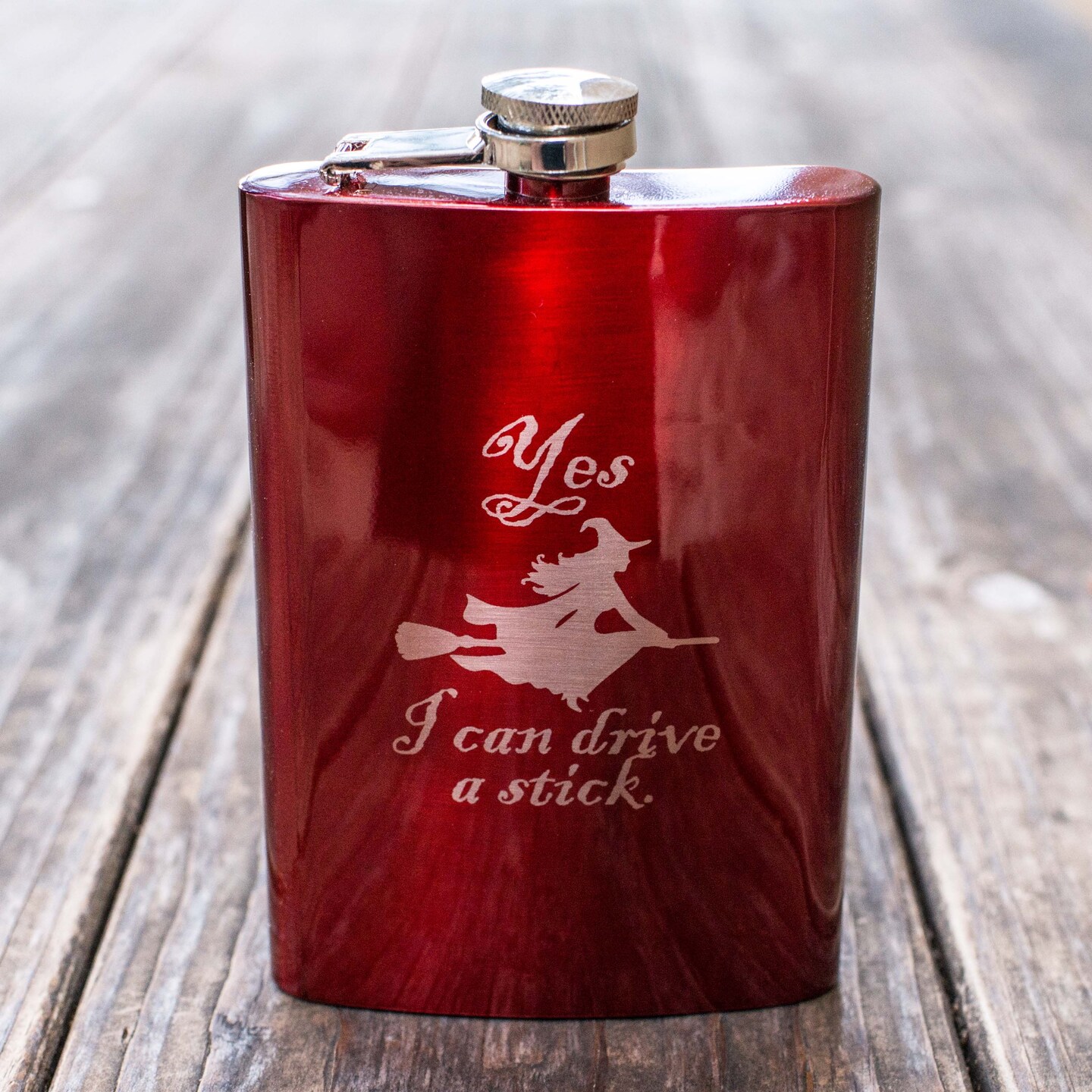 8oz RED Yes I Can Drive a Stick Flask 8oz RED Yes I Can Drive a Stick Flask
