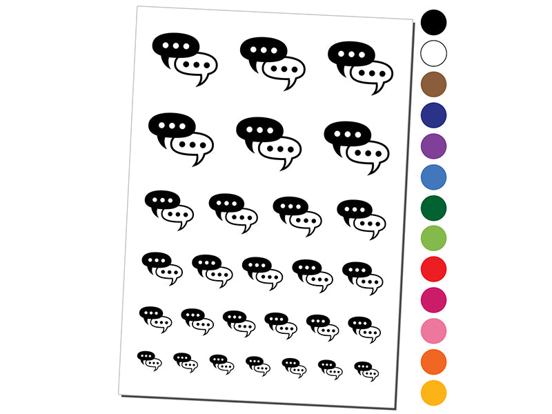 Conversation Discussion Chat Bubbles Icon Temporary Tattoo Water Resistant Fake Body Art Set Collection