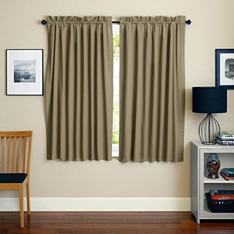 Blazing Needles 63-inch by 52-inch Twill Curtain Panels (Set of 2) - Toffee