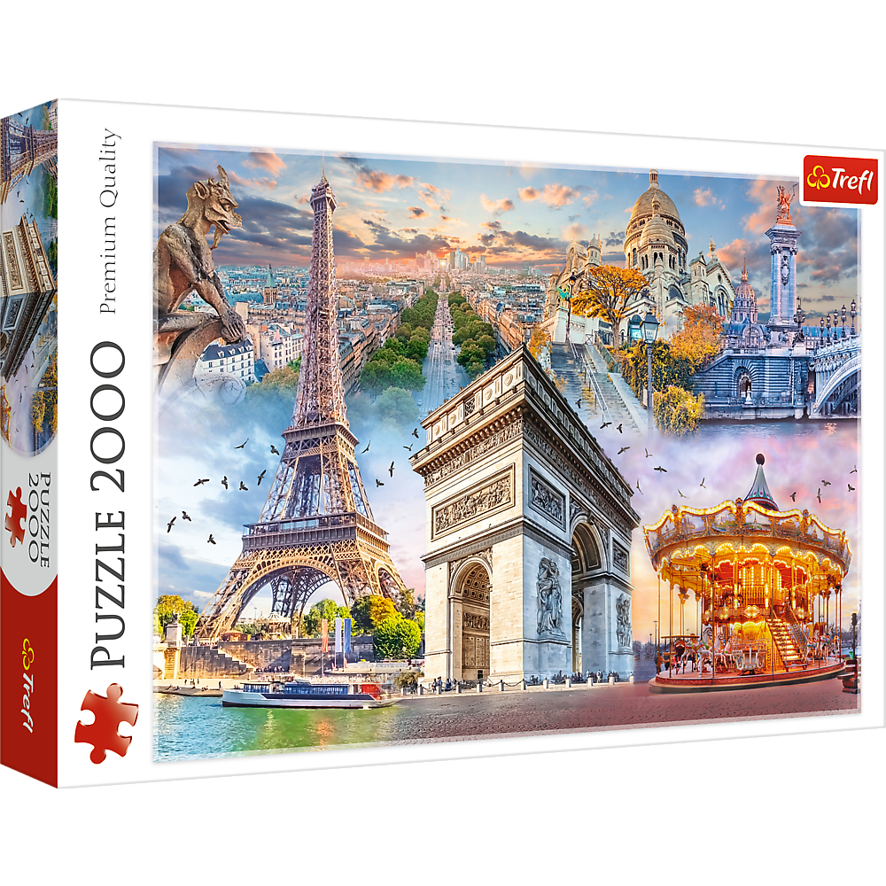 2000 piece Jigsaw Puzzles, Weekend in Paris, France, Collage, Adult Puzzle, Trefl 27125