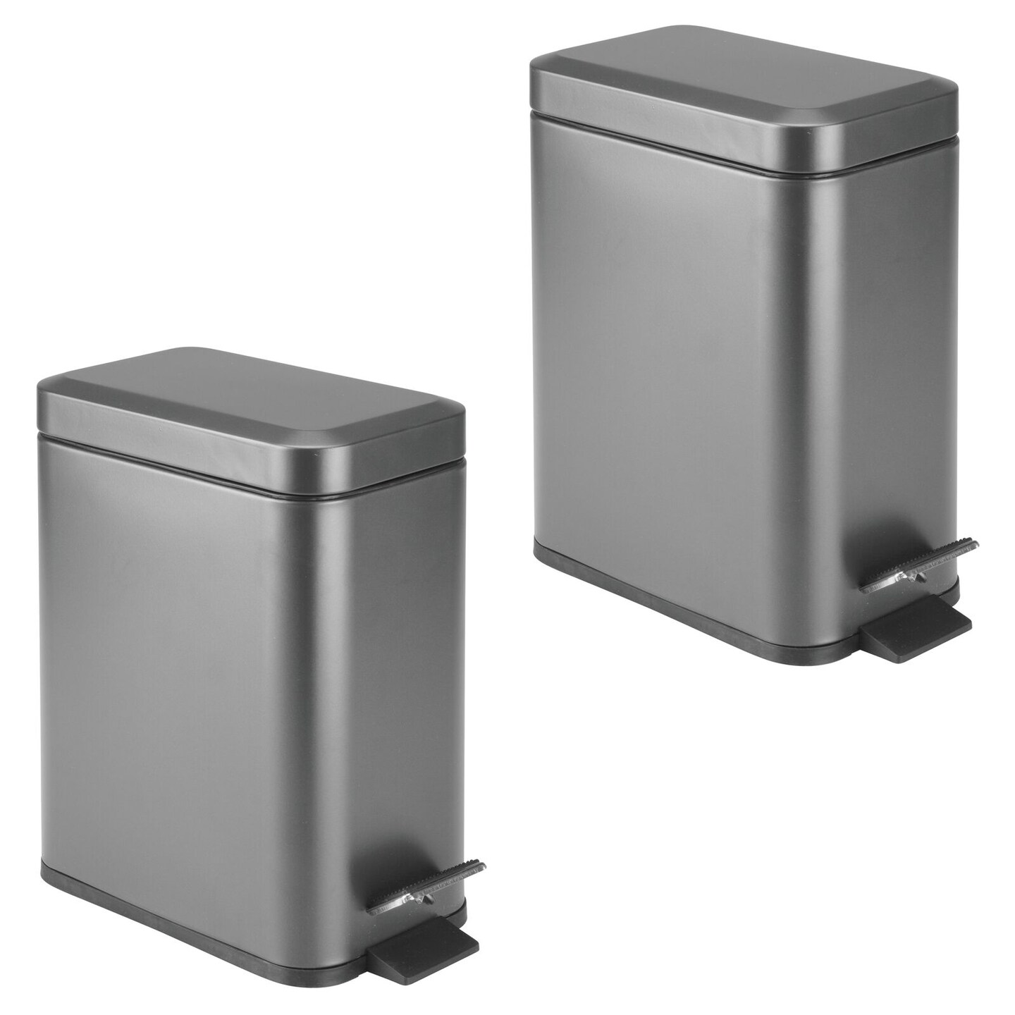 mDesign Slim Metal 1.3 Gallon Step Trash Can with Lid and Liner