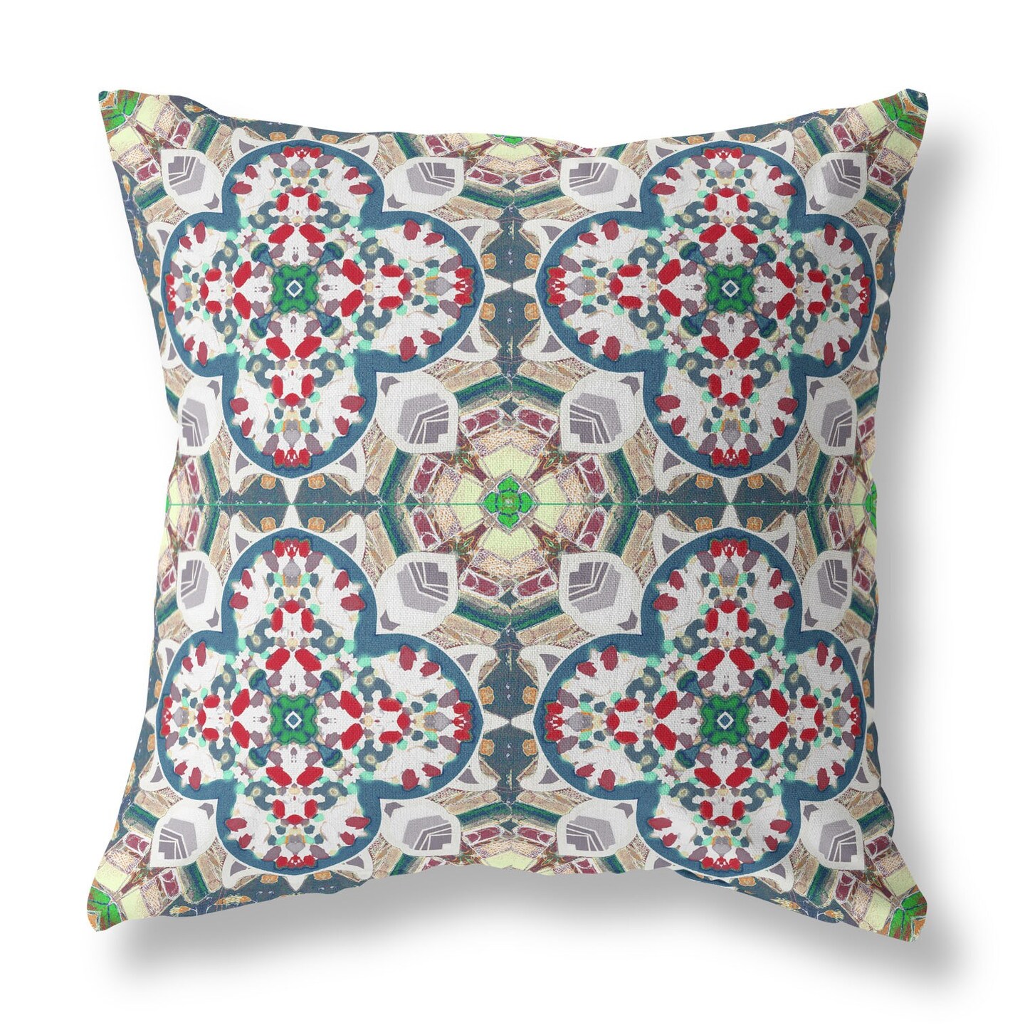 16&#x22; Green White Cloverleaf Indoor Outdoor Throw Pillow