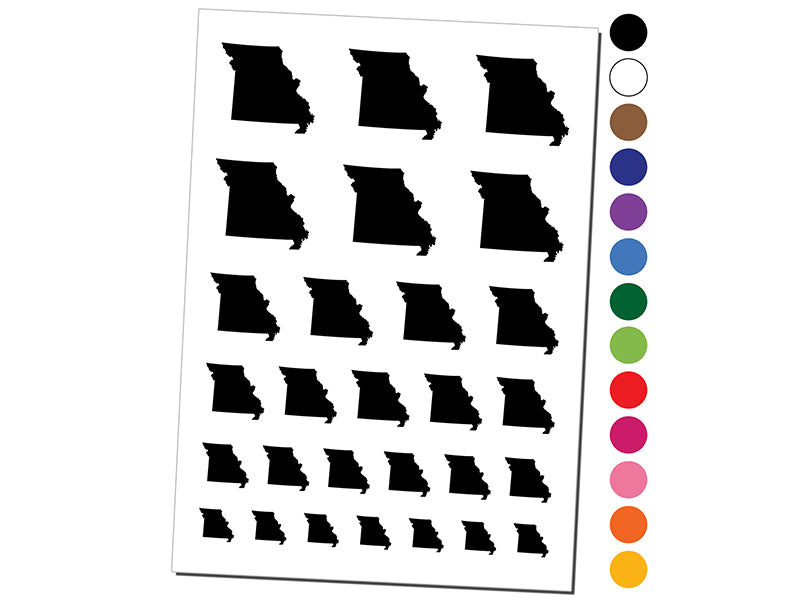 Missouri State Silhouette Temporary Tattoo Water Resistant Fake Body Art Set Collection