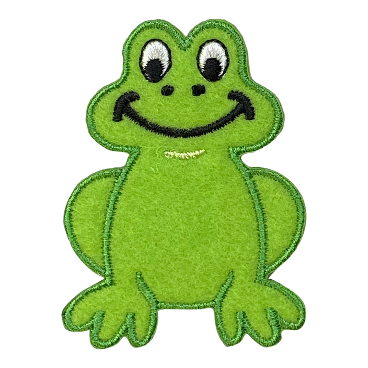 Green Felt Frog, Embroidered, Iron on Patch
