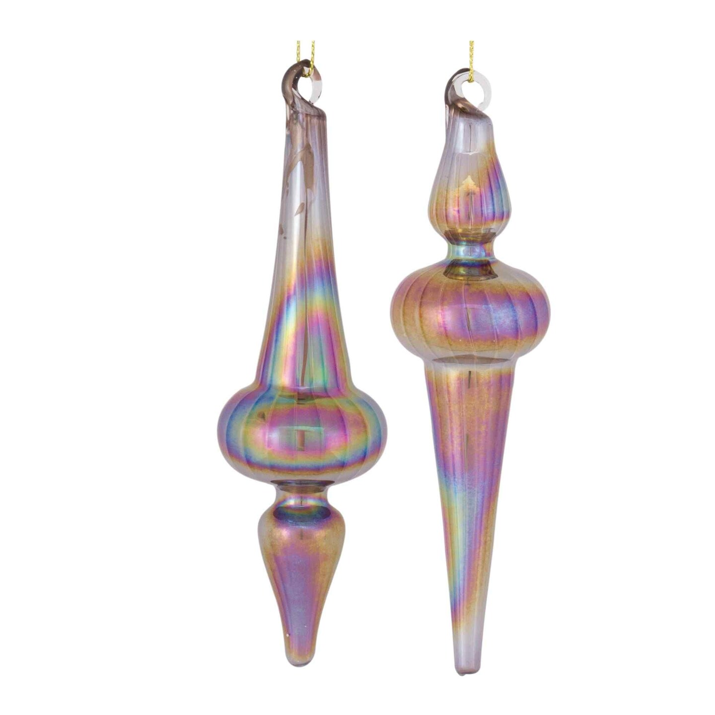 Melrose Pearl Finish Glass Christmas Finial Drop Ornaments - 6&#x22; (150mm) - Multi-Color - 12ct