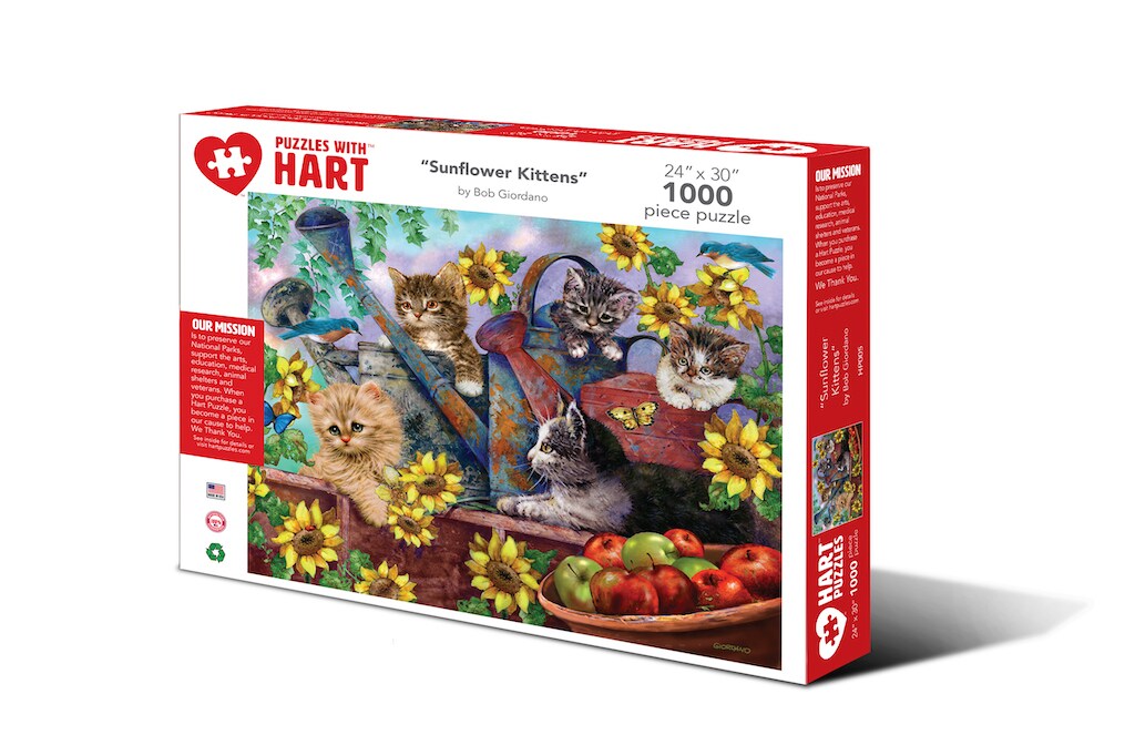 Hart 24&#x22;x30&#x22; 1000 pc Premium Jigsaw Puzzle - Sunny Kittens by Bob Giordano