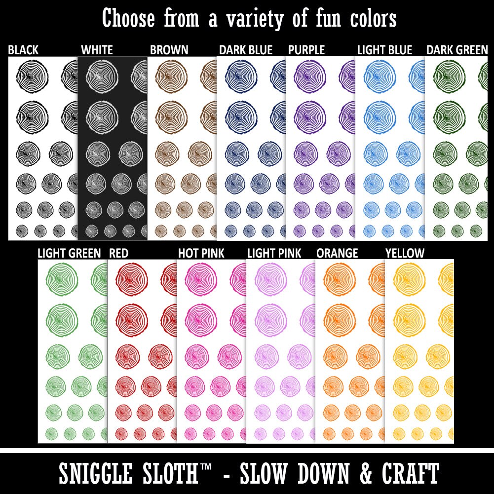 Hand Drawn Tree Rings Doodle Temporary Tattoo Water Resistant Fake Body Art Set Collection