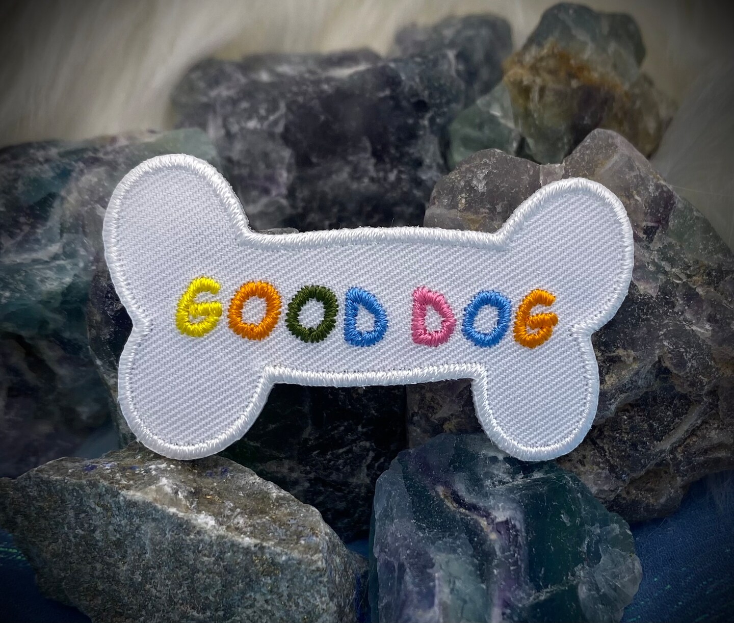 Good Dog Bone, Embroidered, Iron on Patch