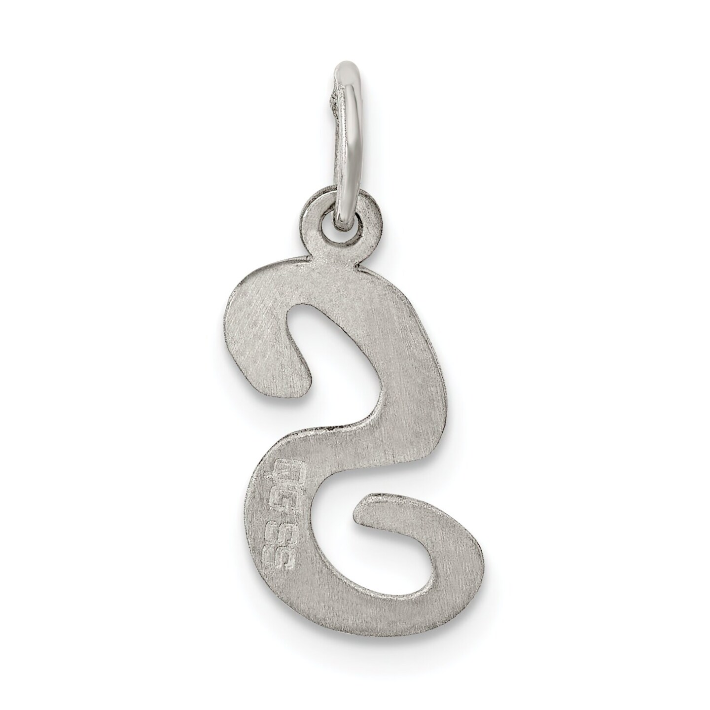 Sterling Silver Medium Script Initial Letter S Charm Jewerly 18mm x 8mm