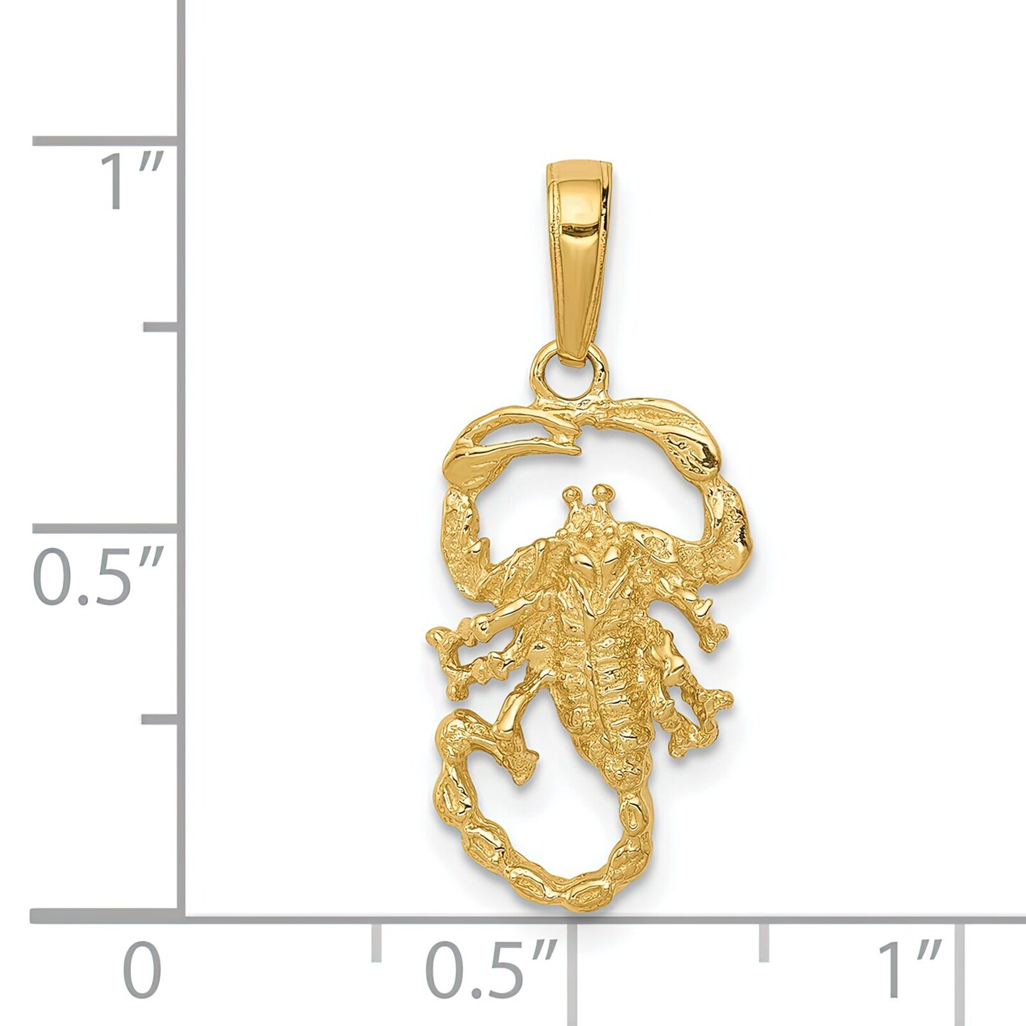 14K Yellow Gold Scorpion Charm Scorpio Zodiac Pendant Jewerly 24.5mm x 15.5mm