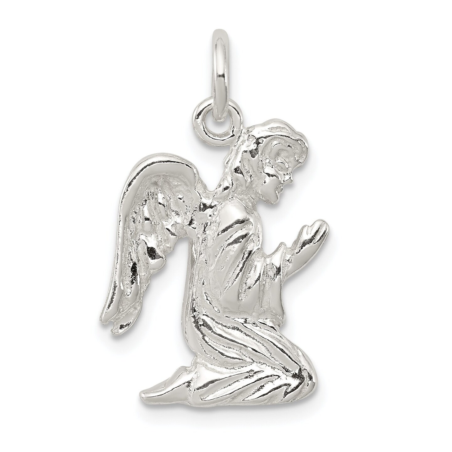 Sterling Silver Praying Angel Charm Jewelry Pendant 25mm x 15mm