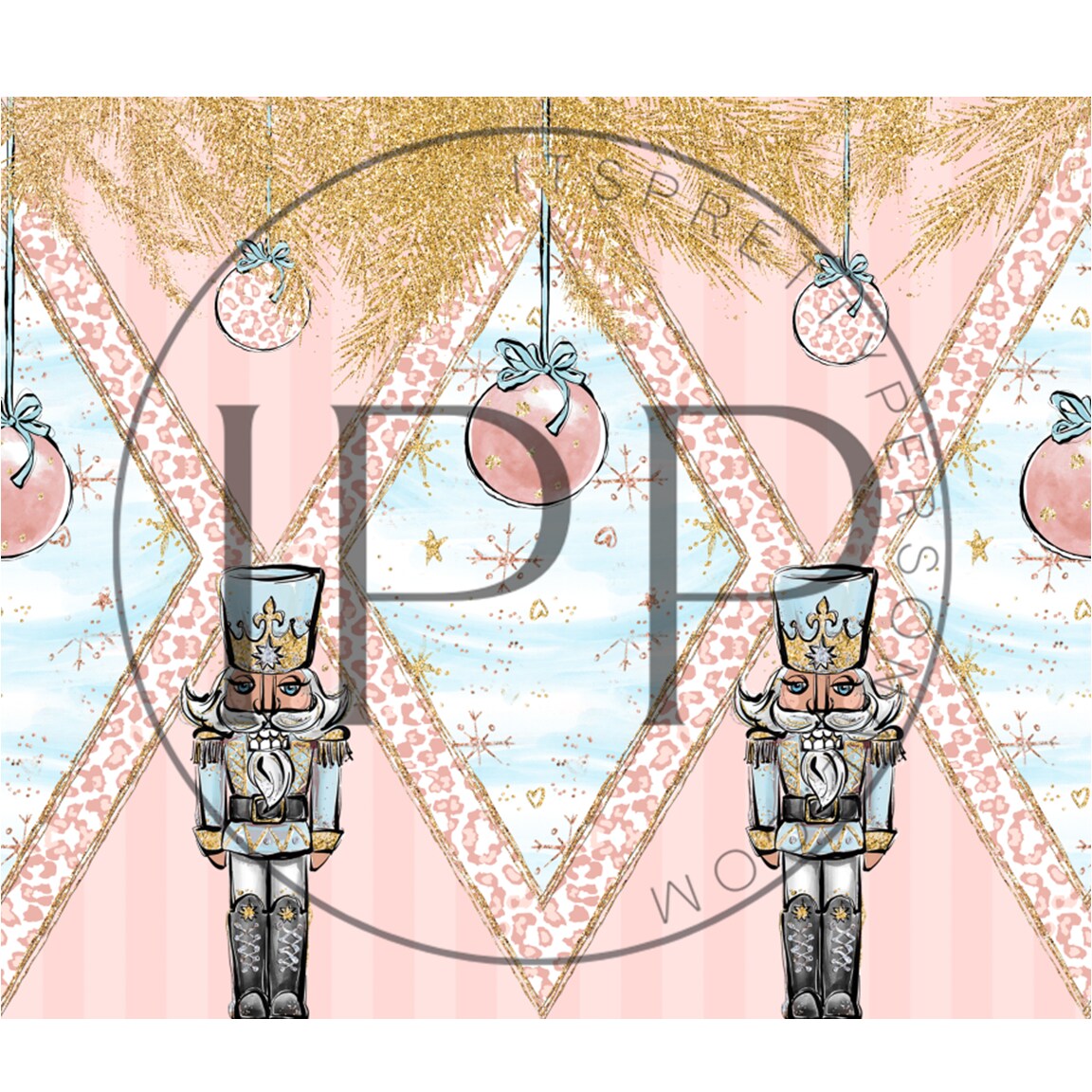 #551 CLEAR Nutcracker Pastel Christmas- 9.4&#x22; x 8&#x22; Pattern Vinyl Wrap