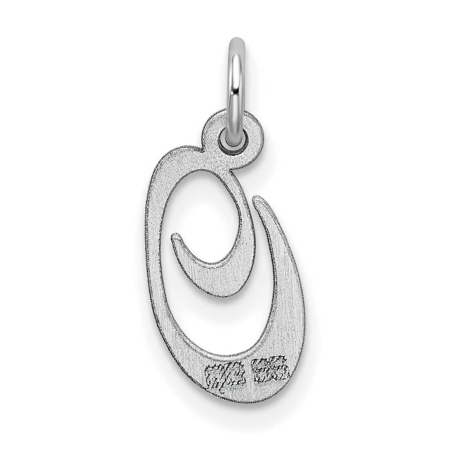 Sterling Silver Small Script Initial Letter O Charm Jewerly 16mm x 10mm
