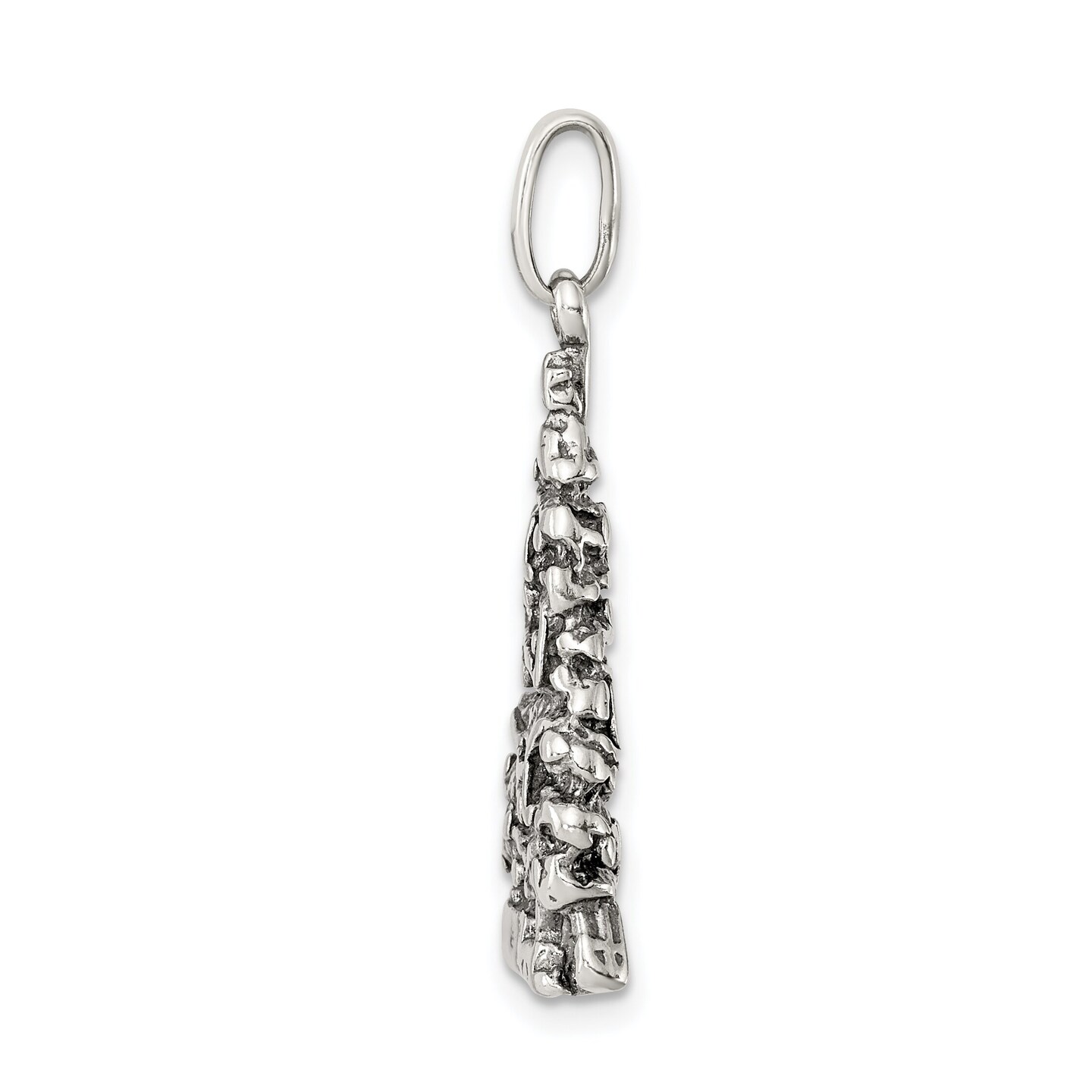 Sterling Silver Antiqued Christmas Tree Charm Pendant Jewerly 31mm x 14mm