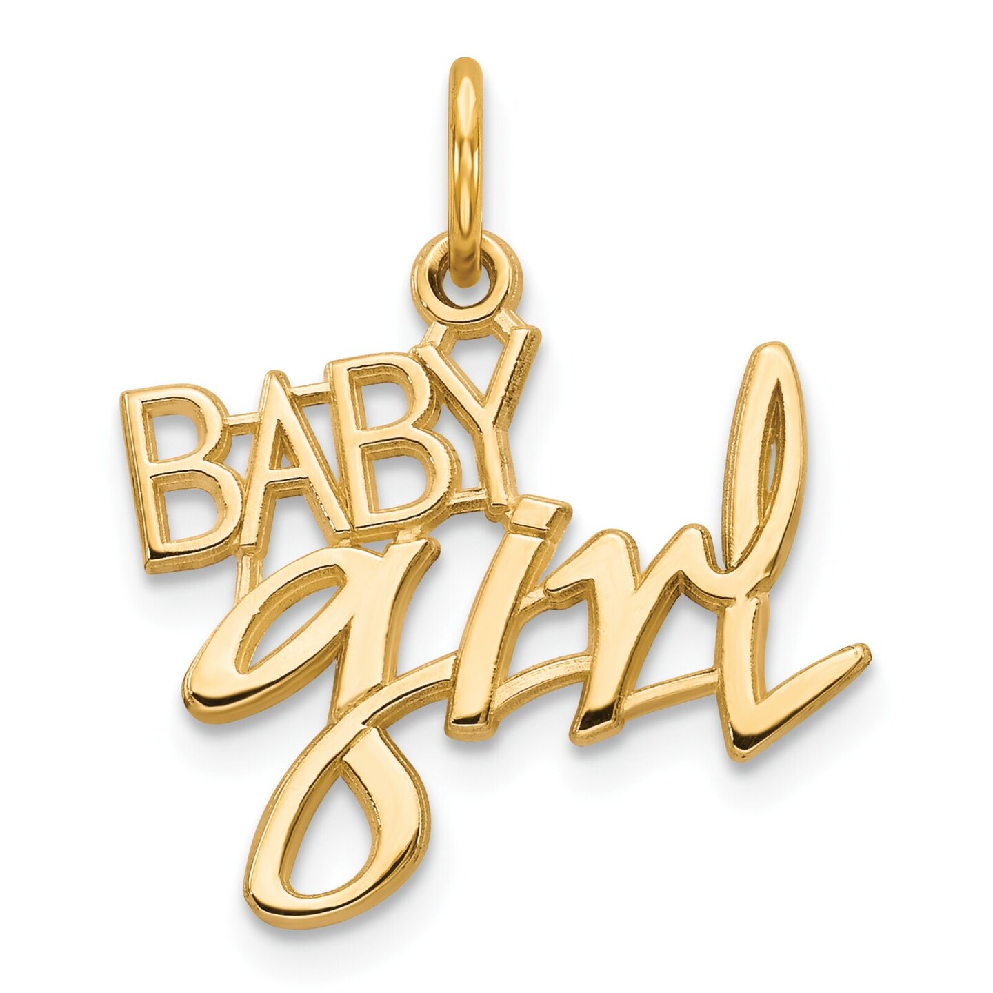 14K Yellow Gold Baby Girl Charm Polished Pendant Jewerly 21mm x