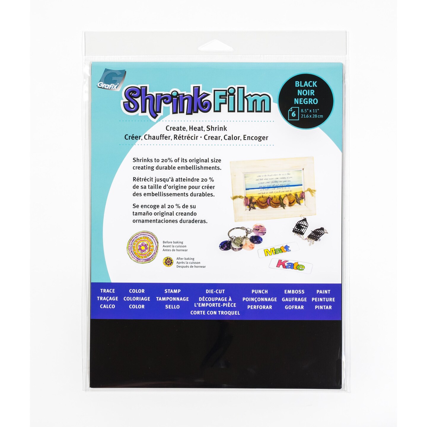 Shrink Film Black 8.5X11 6Sh