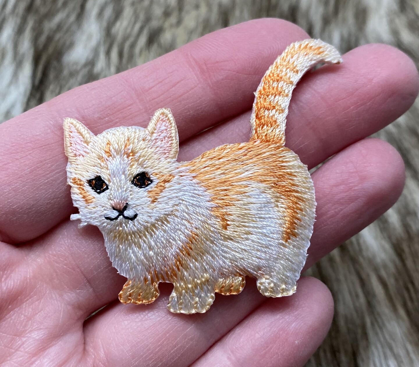 Orange Tabby Cat, Kitten, Realistic Pets, Embroidered, Iron on Patch