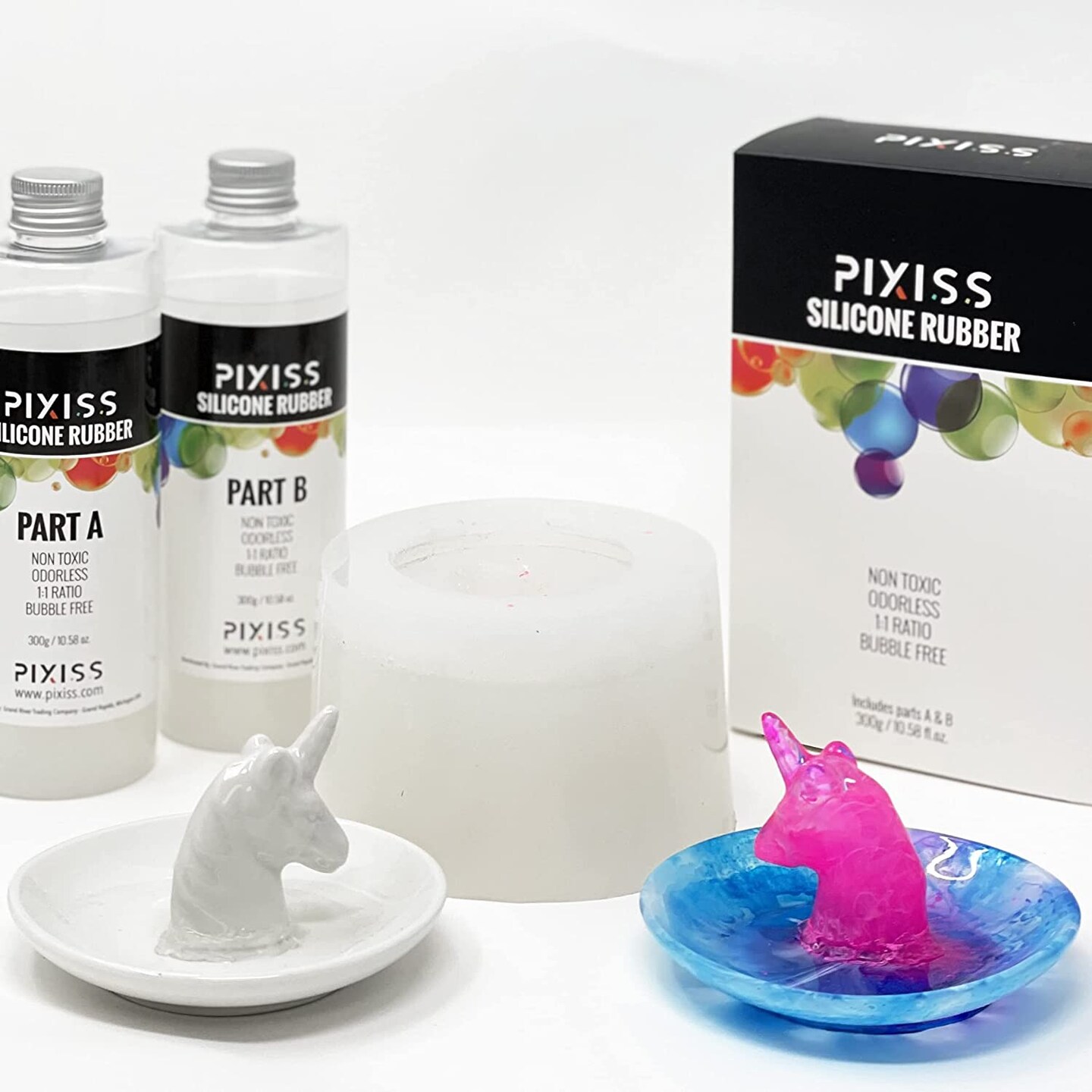 Pixiss 4kg/Gallon Silicone Mold Making Kit Liquid Silicone Rubber Bubble Free Clear