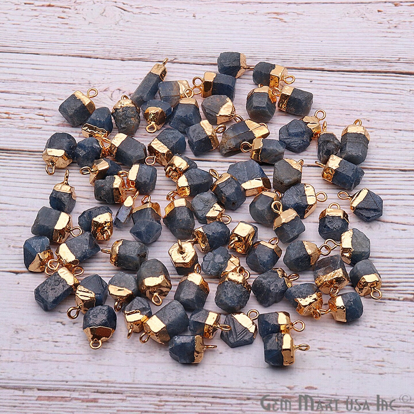 Raw Sapphire Necklace, Sapphire Geode, Rough Sapphire Connector, Raw Crystal Sapphire, GemMartUSA (GPSH-50470)