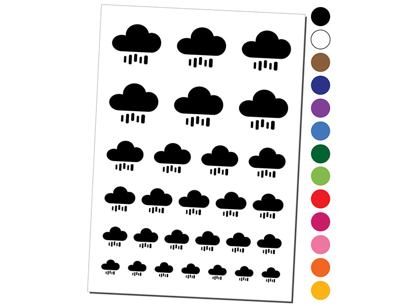 Rain Cloud Solid Temporary Tattoo Water Resistant Fake Body Art Set Collection