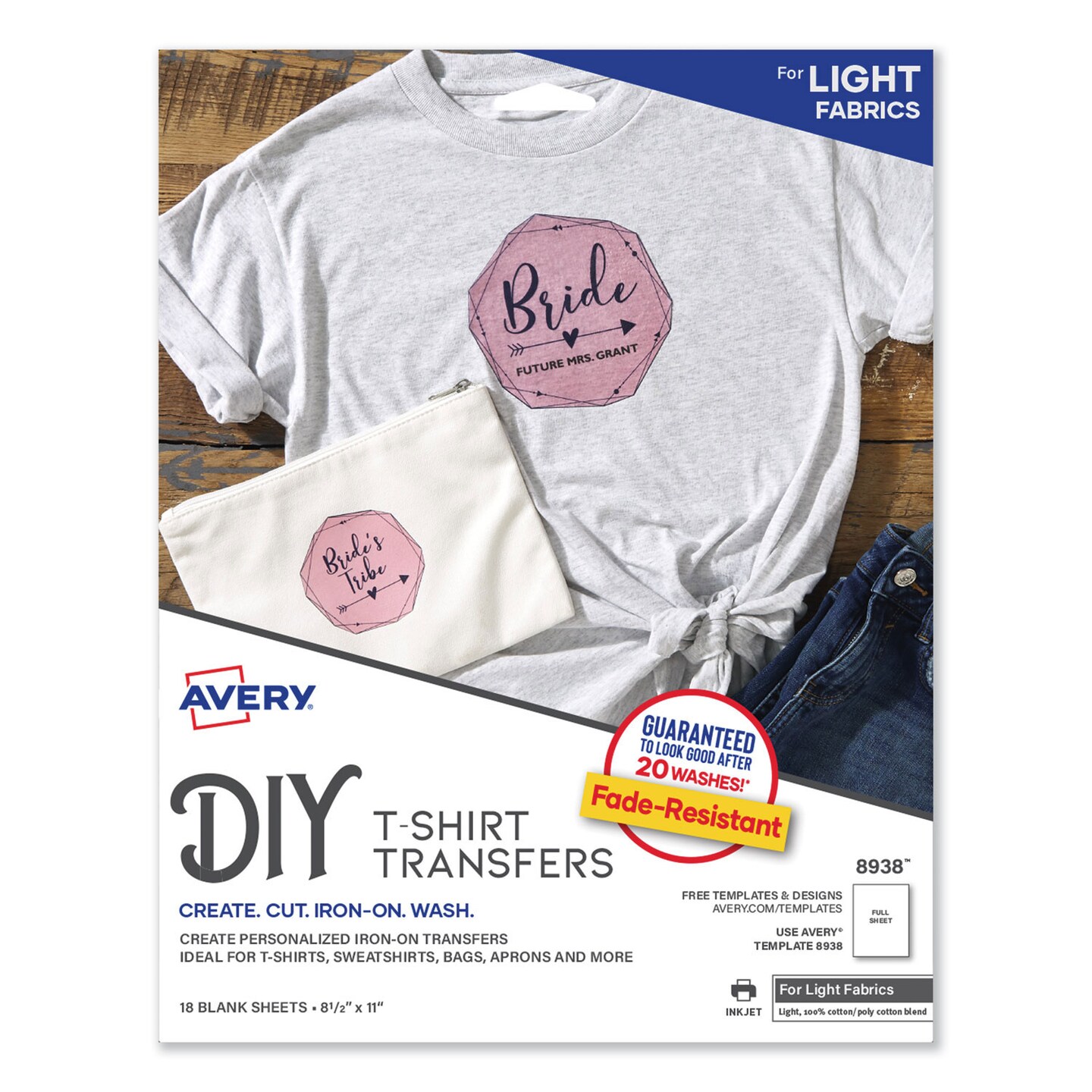Fabric Transfers, 8.5 x 11, White, 18/Pack Fabric Transfers, 8.5 x 11, White, 18/Pack