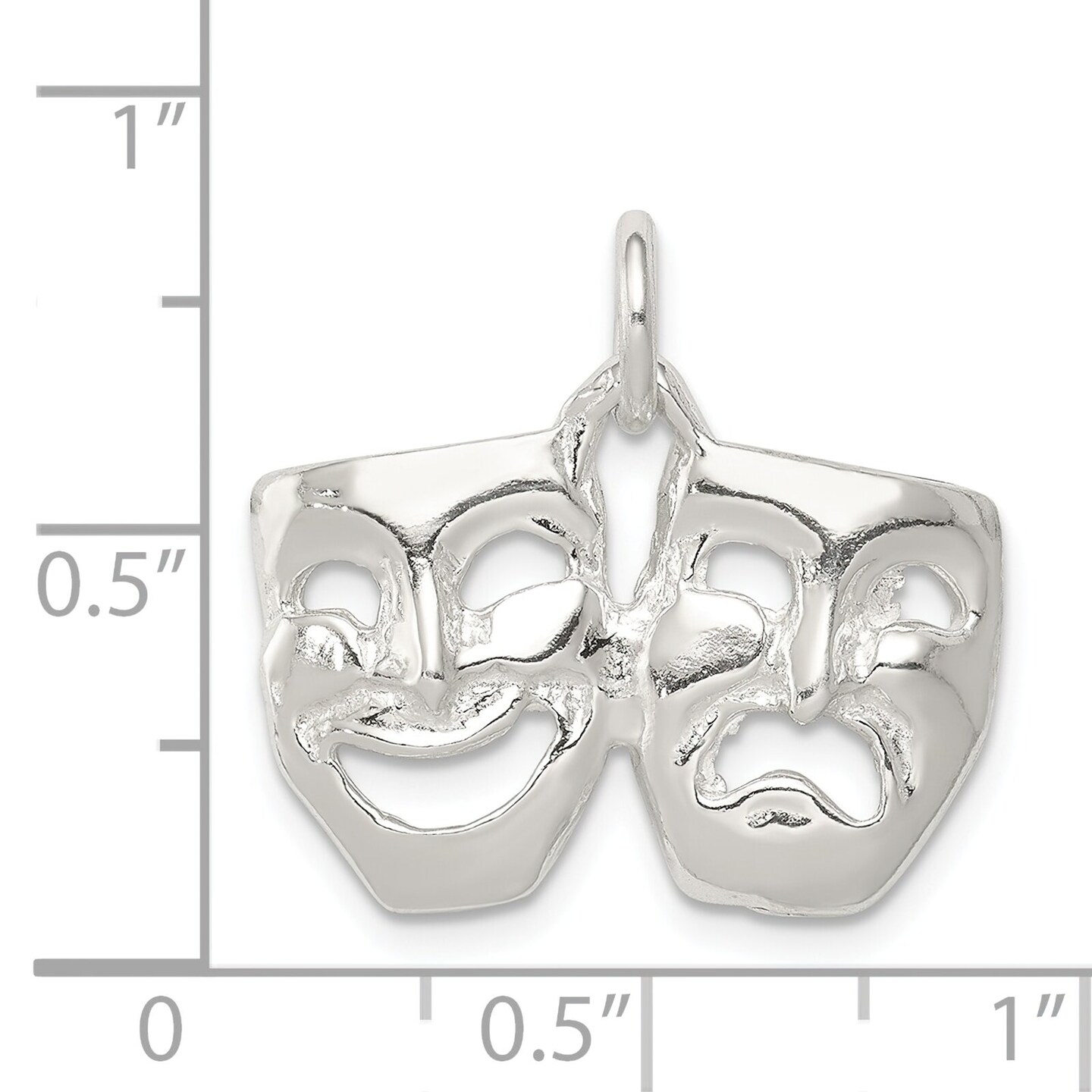 Sterling Silver Comedy & Tragedy Mask Charm Jewerly 16mm x 21mm