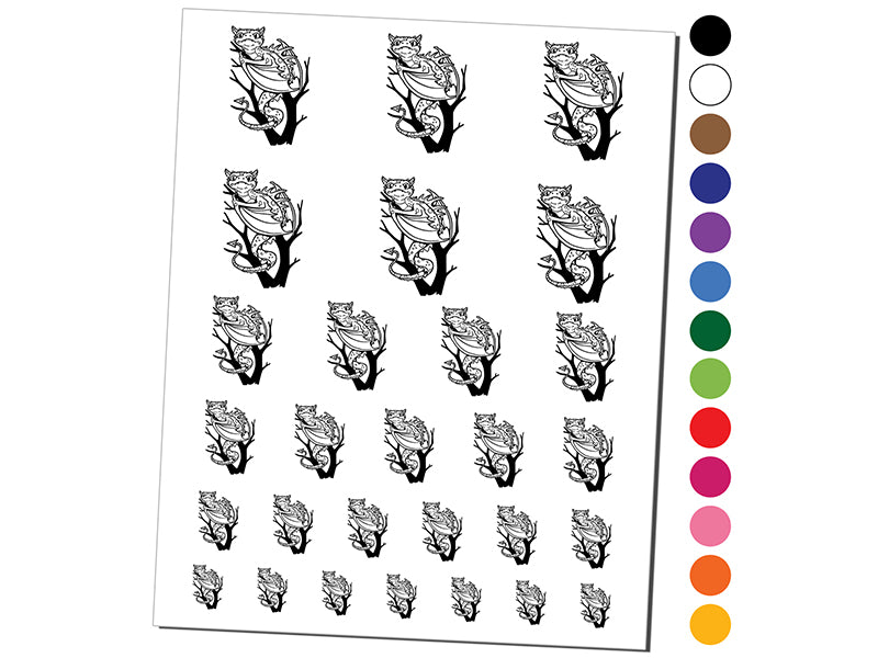 Inquisitive Young Dragon Resting on Branch Temporary Tattoo Water Resistant Fake Body Art Set Collection