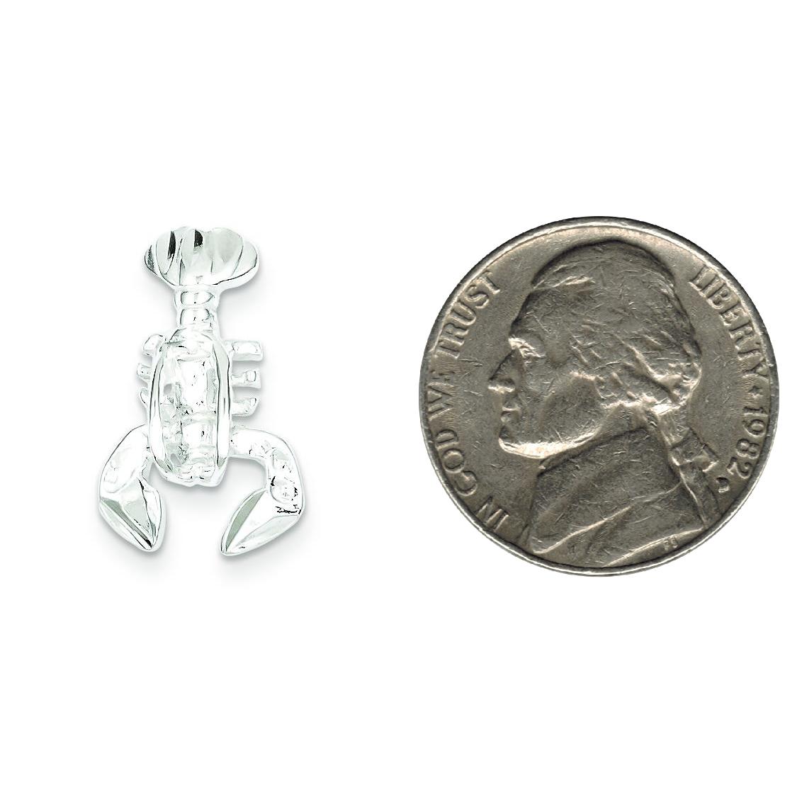 Sterling Silver Lobster Chain Slide Charm Pendant Jewerly 21mm x 11mm