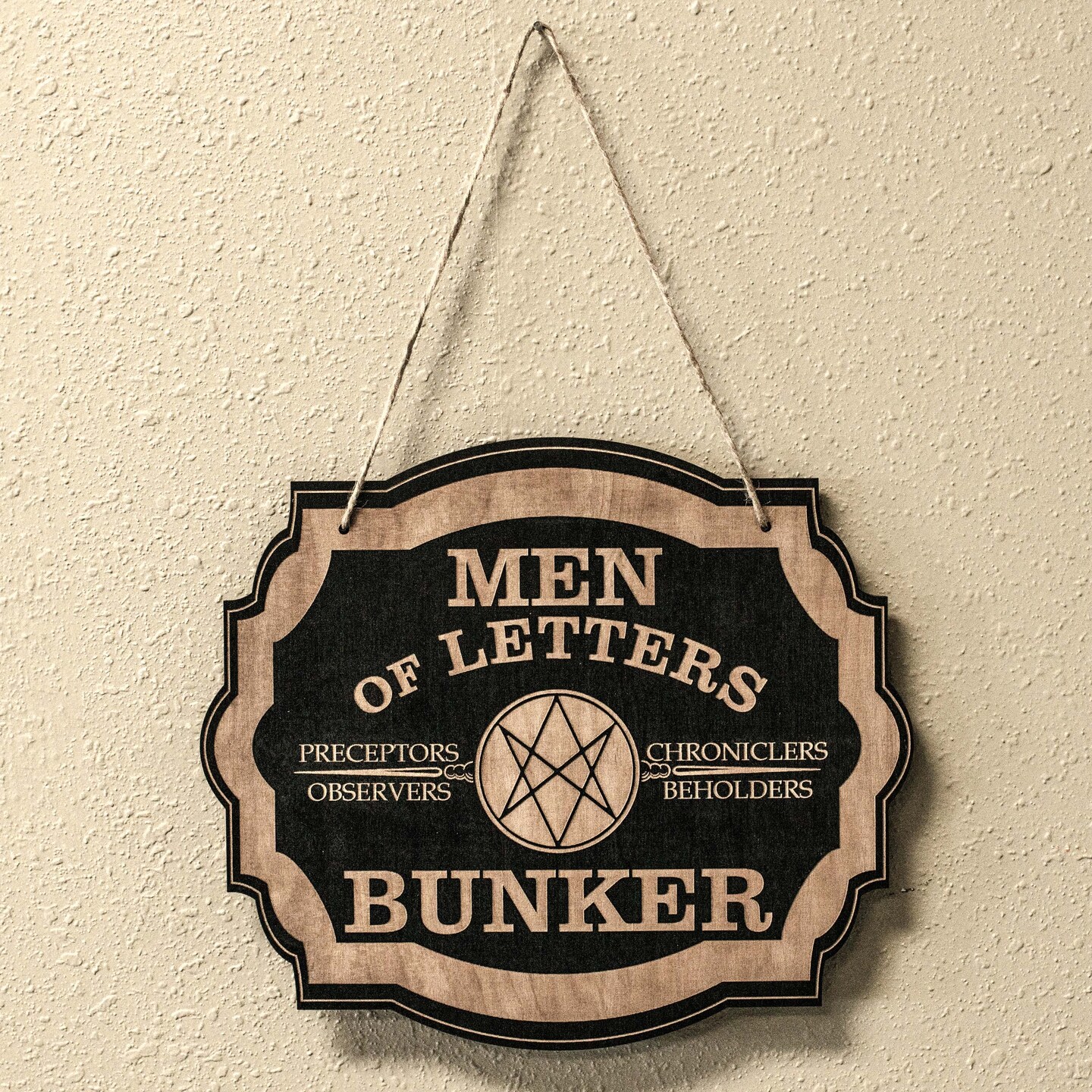 Men of Letters Bunker - Black Door Sign 10x8