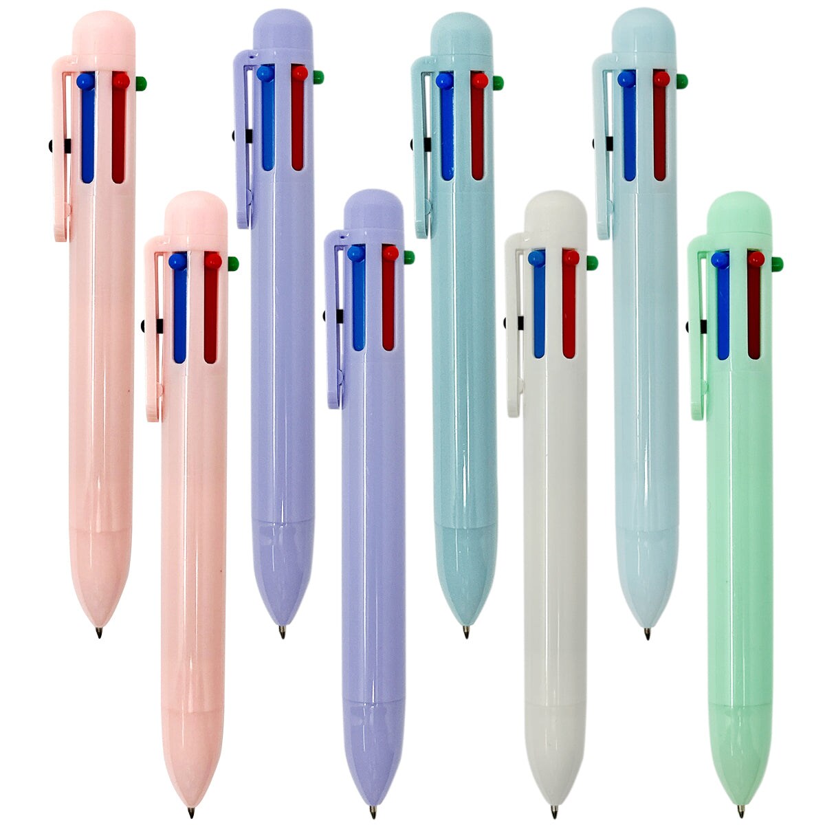 Wrapables Multi-Color 6-in-1 Retractable Ballpoint Pens for Home, Office, Stationery (Set of 8)