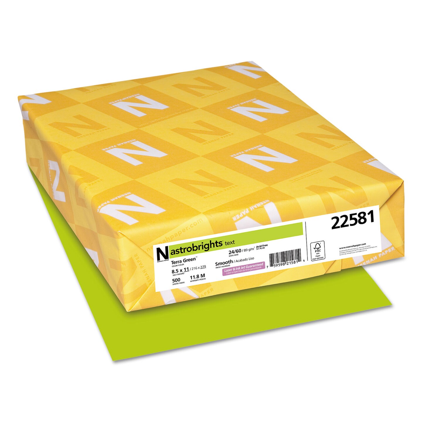 Astrobrights Color Paper 24 lb 8.5 x 11 Terra Green 500/Ream