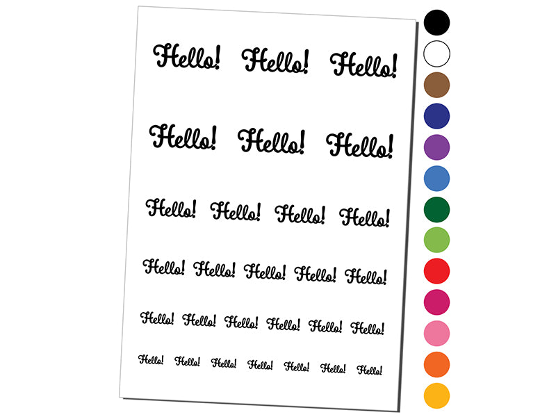 Hello Cursive Temporary Tattoo Water Resistant Fake Body Art Set Collection