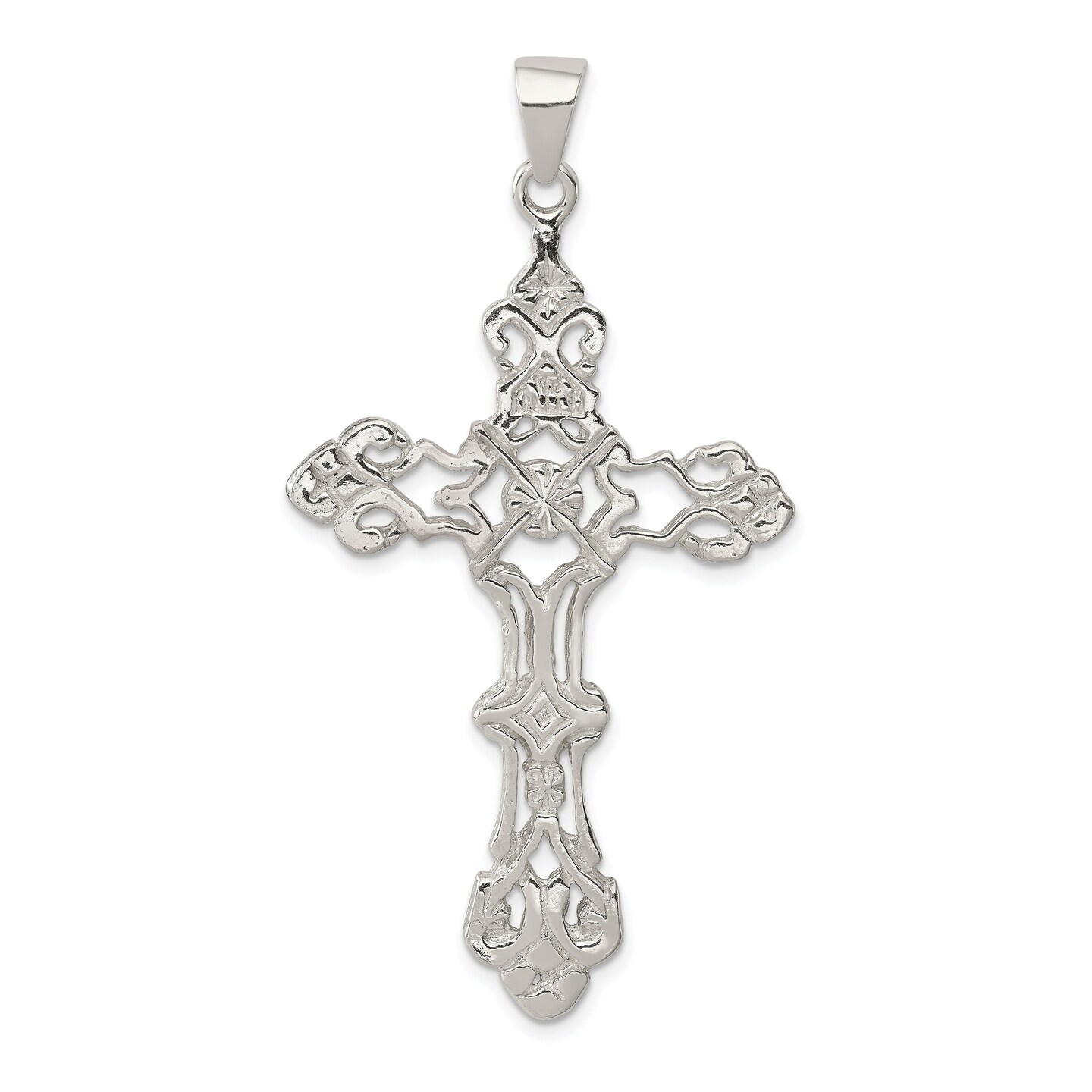 Sterling Silver INRI Cross Pendant Religious Jewelry 62mm x 31.4mm