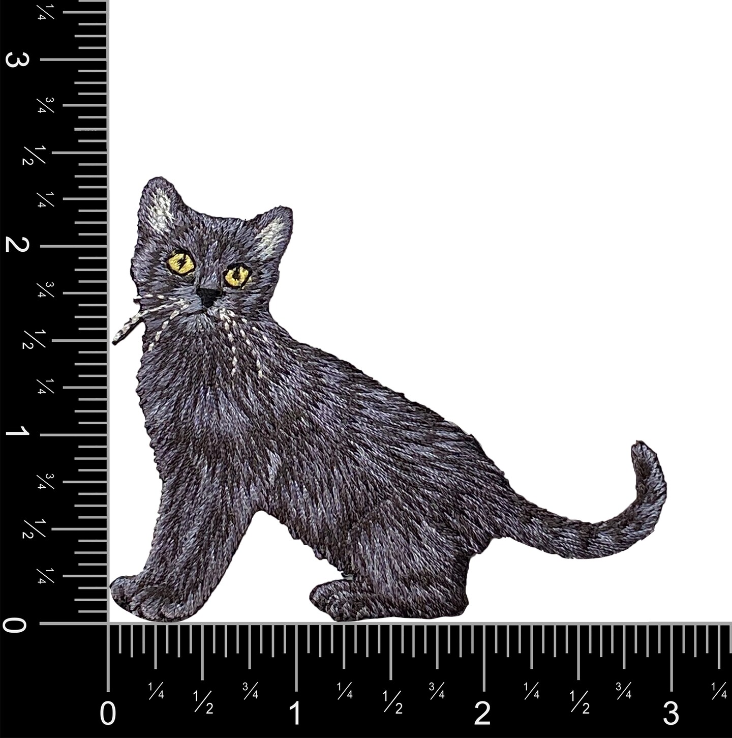Black Cat, Kitten, Realistic Pets, Embroidered, Iron on Patch