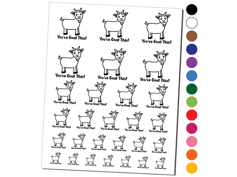You&#x27;ve Goat Got This Teacher School Recognition Encouragement Temporary Tattoo Water Resistant Fake Body Art Set